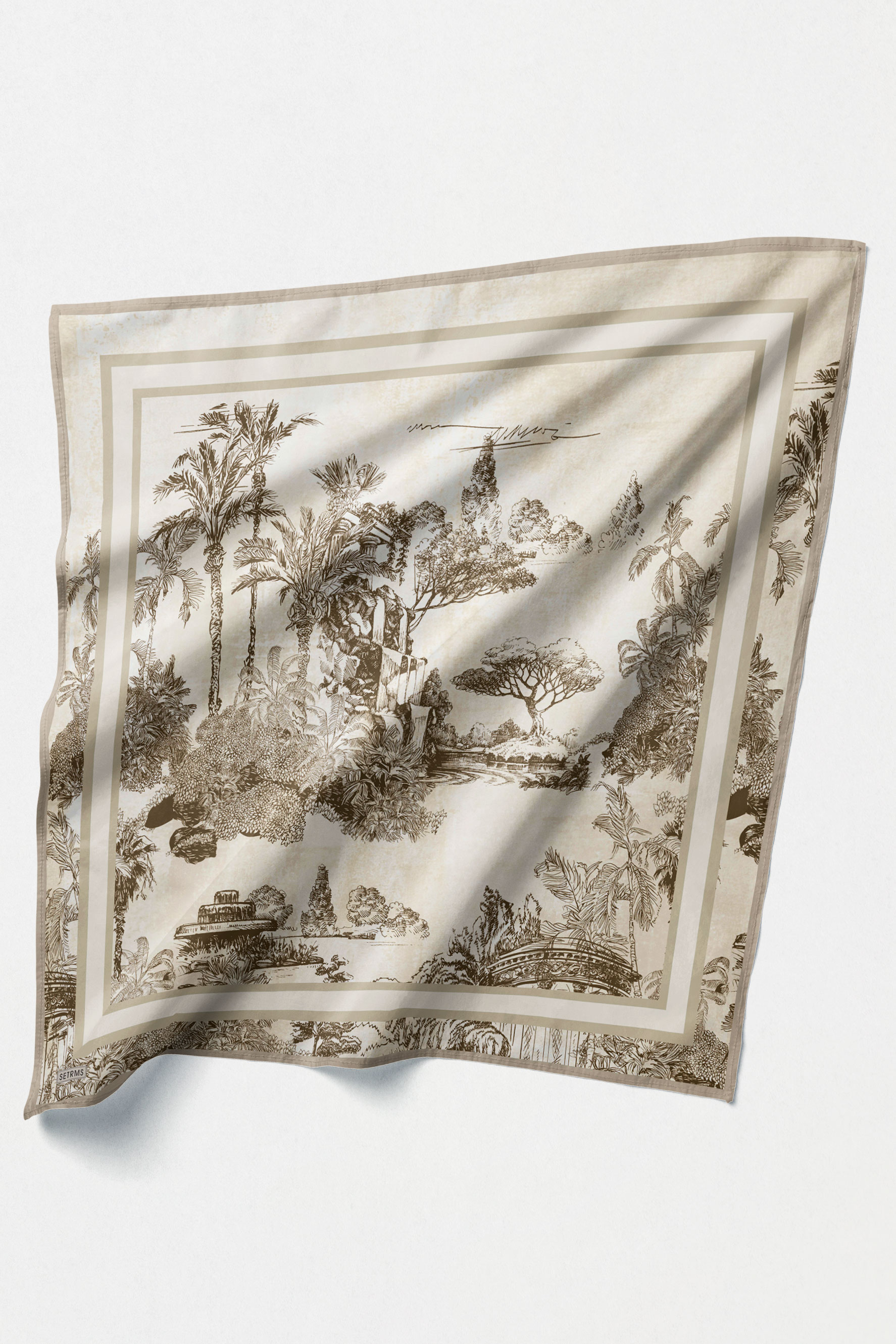 Doğa Desenli Twill İpek Eşarp, Tesettür Giyim