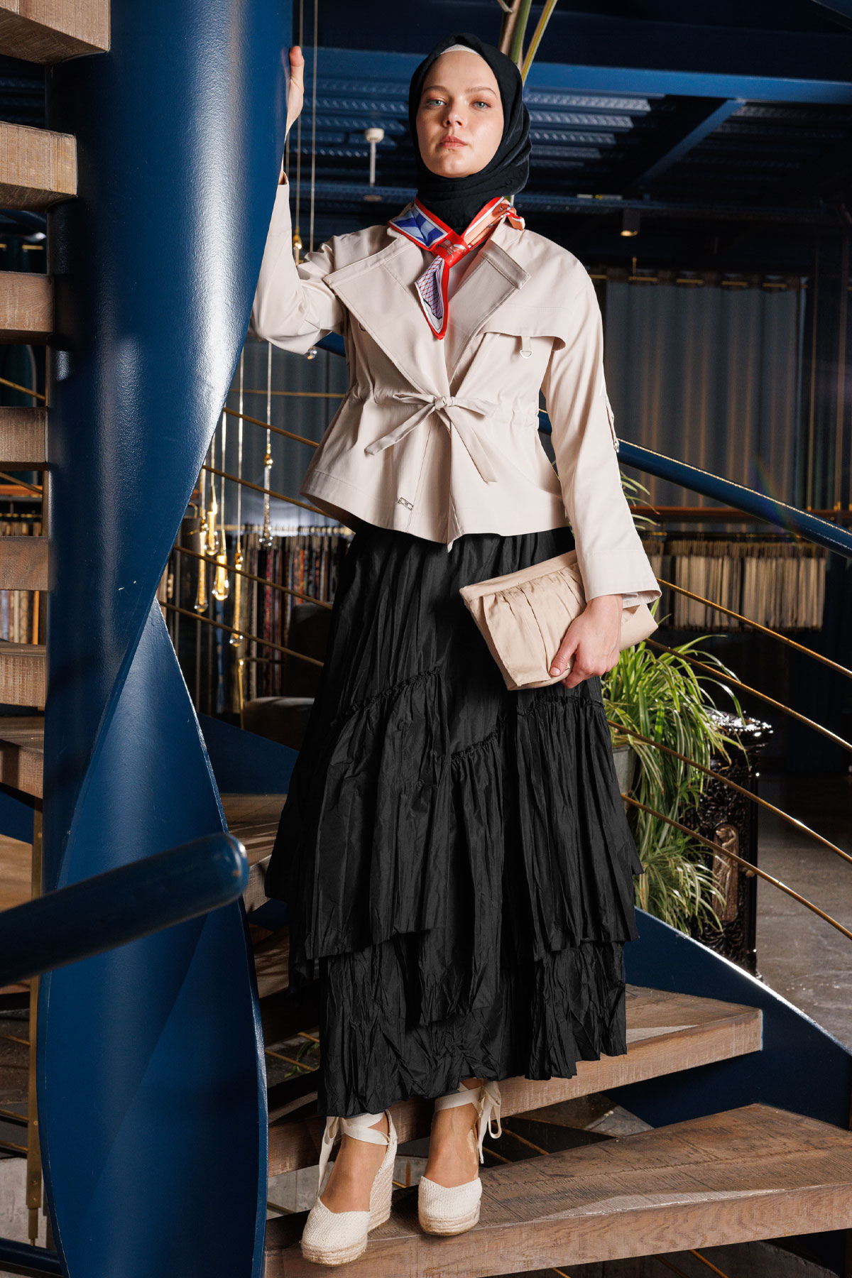 Kırışık Efektli Etek, Tesettür Giyim