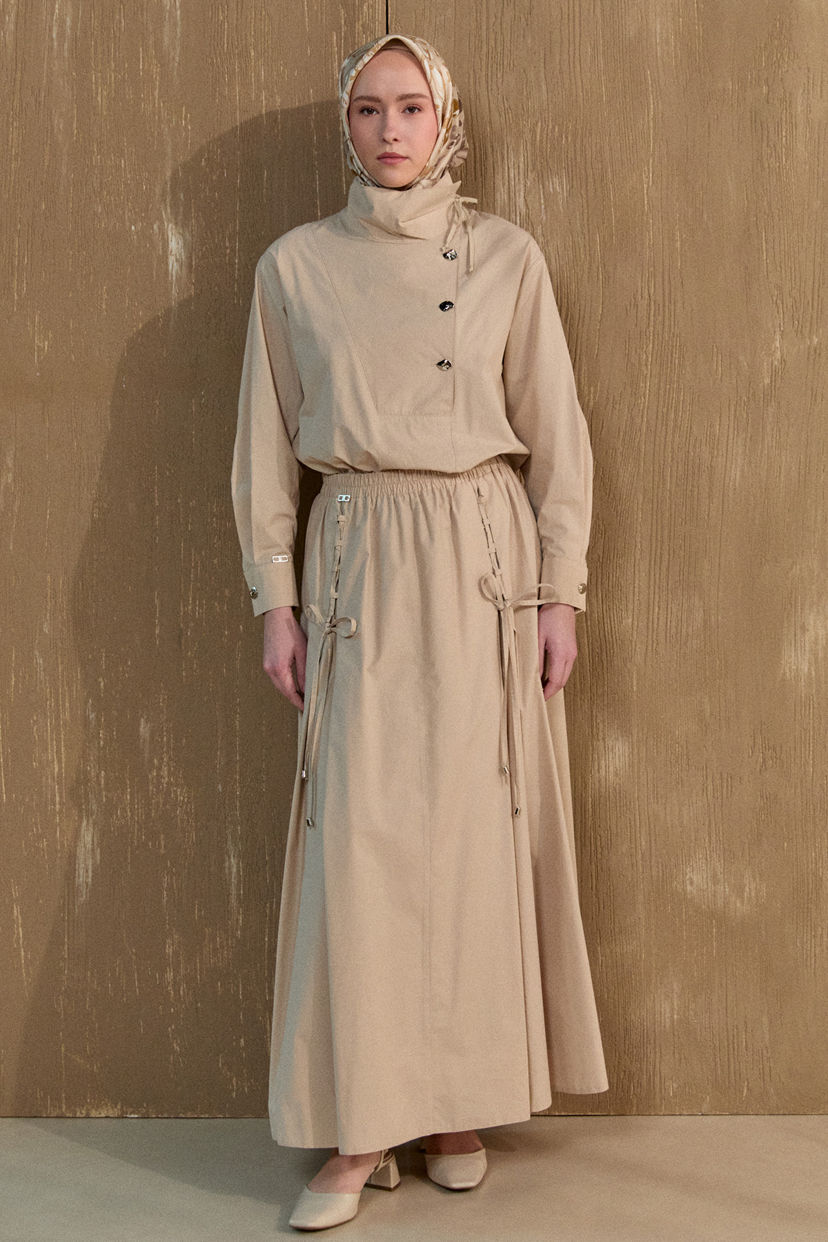 İpli Natural Pamuk Etek, Tesettür Giyim