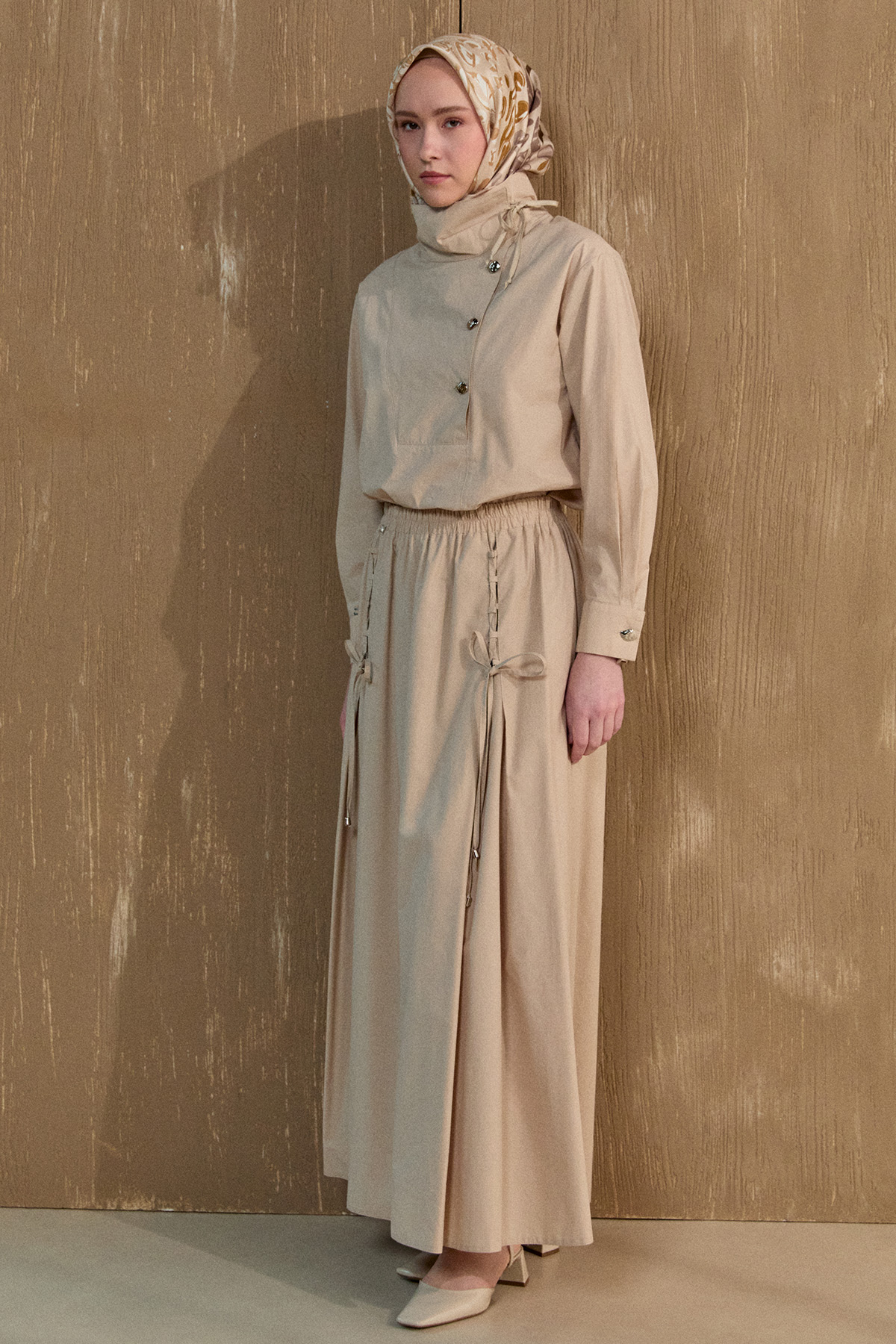 İpli Natural Pamuk Etek, Tesettür Giyim