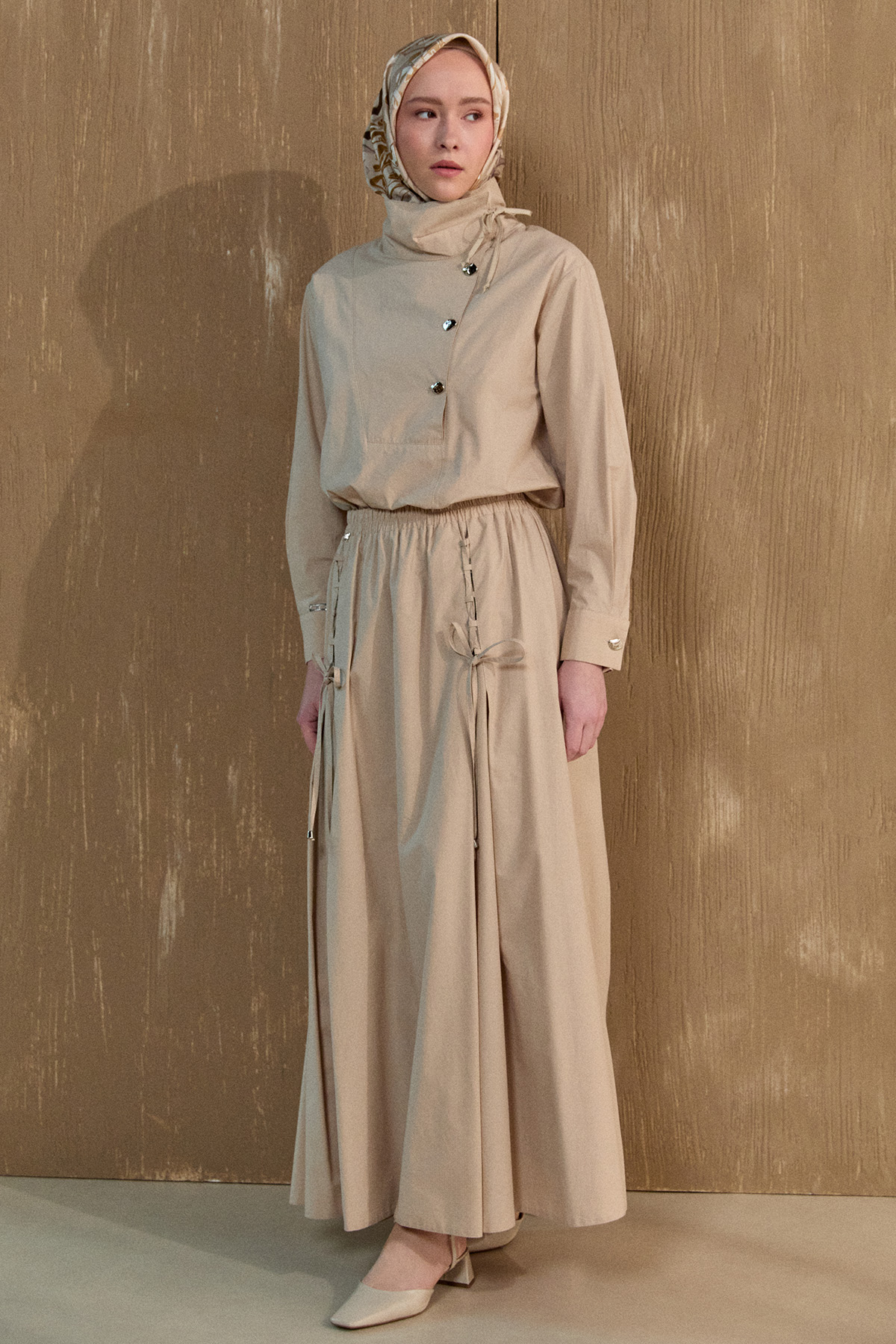 İpli Natural Pamuk Etek, Tesettür Giyim