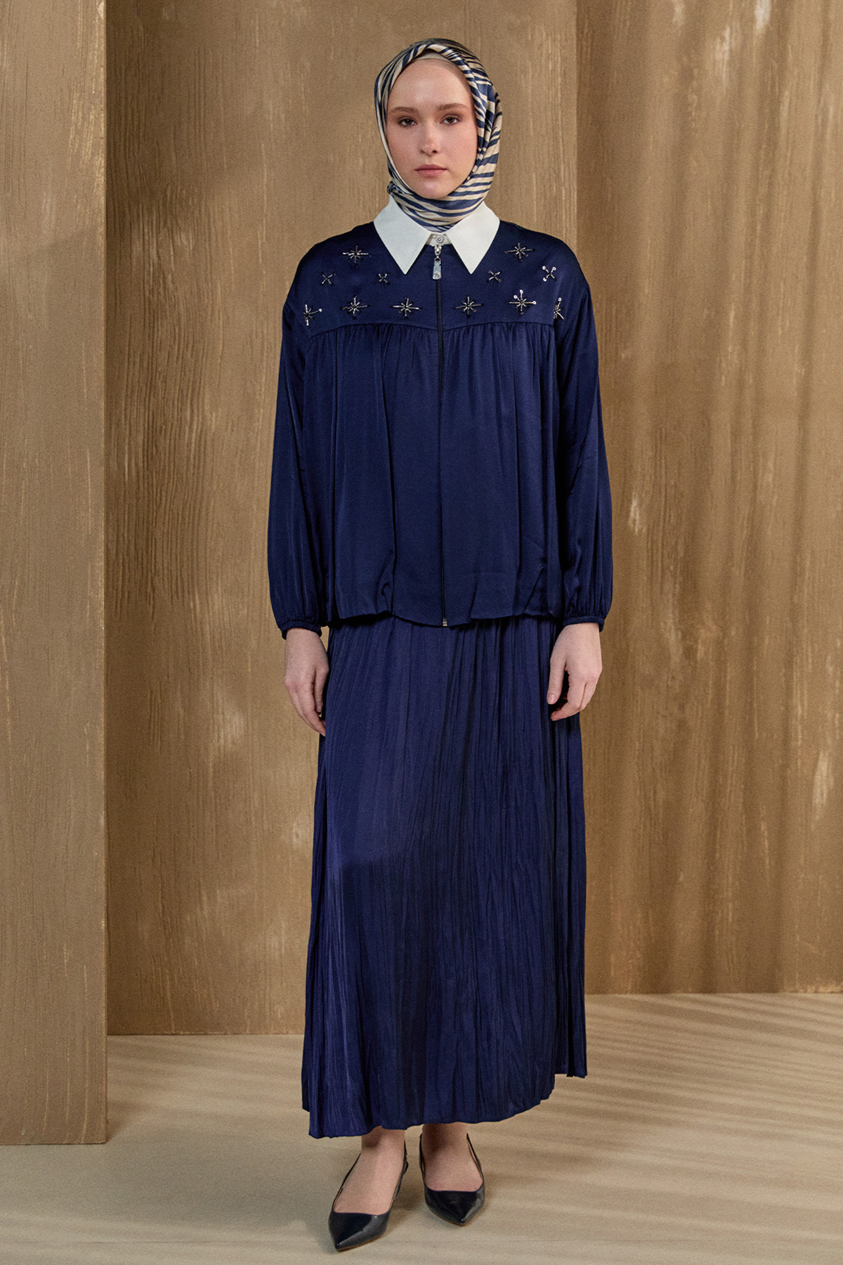 Kraşlı Saten Etek, Tesettür Giyim