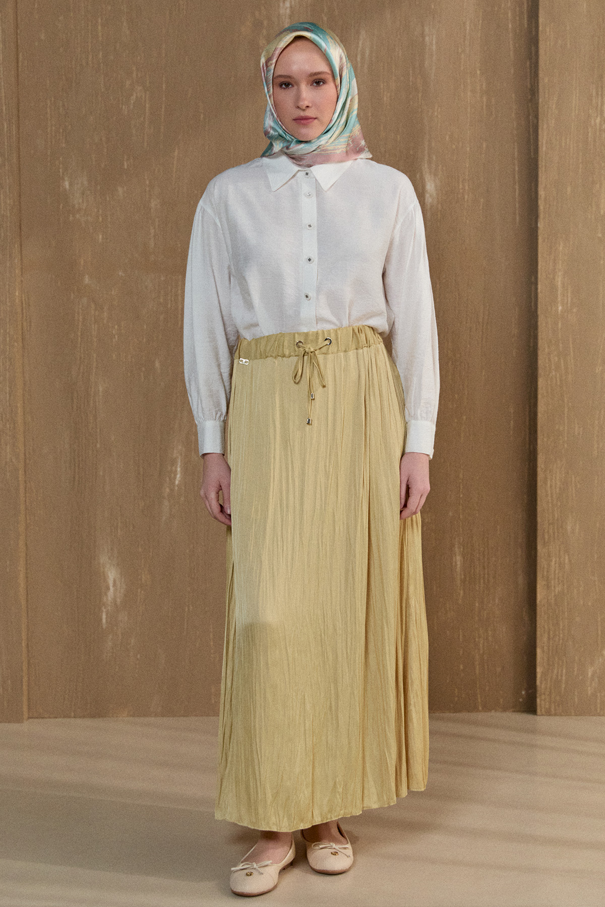 Kraşlı Saten Etek, Tesettür Giyim