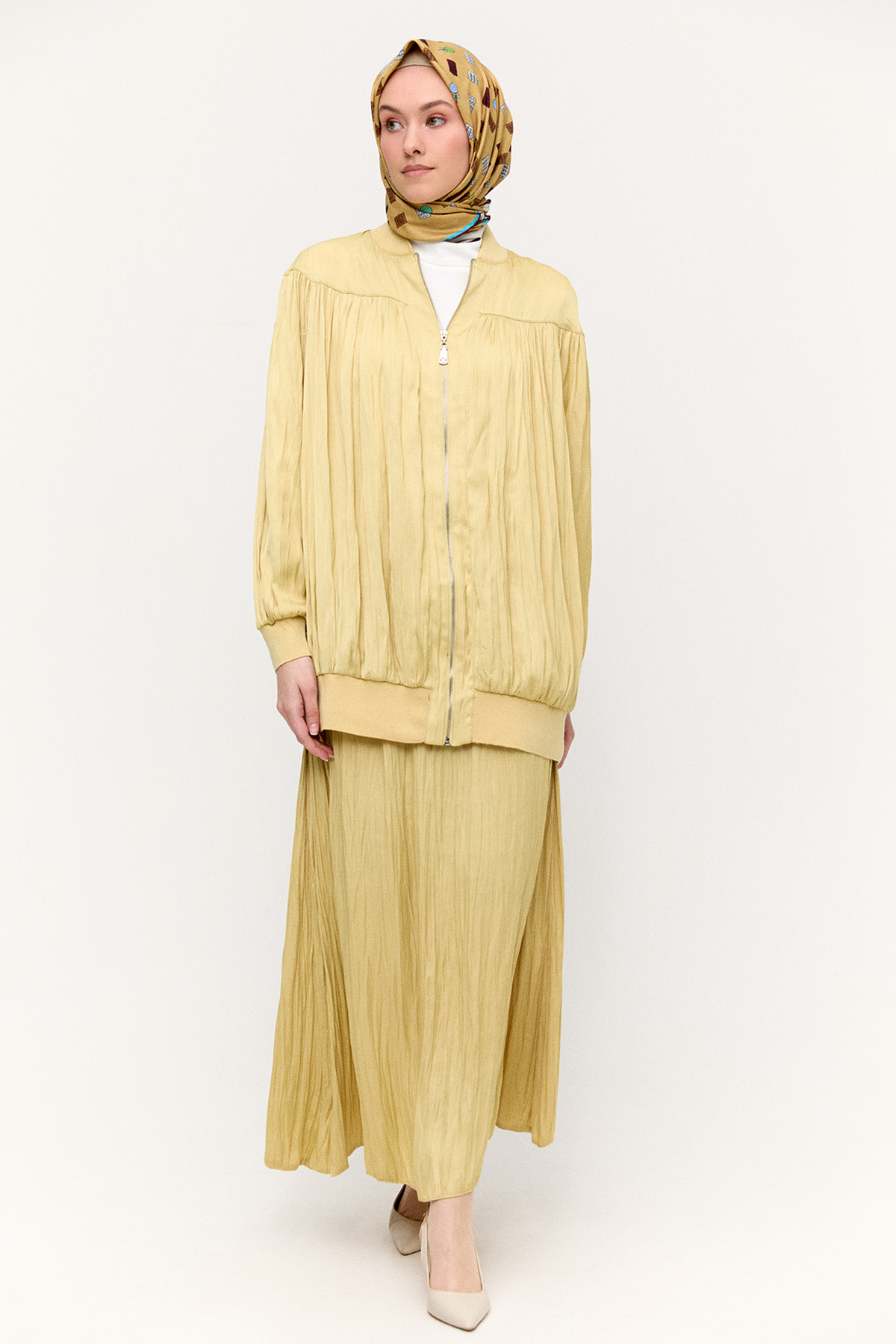 Kraşlı Saten Etek, Tesettür Giyim