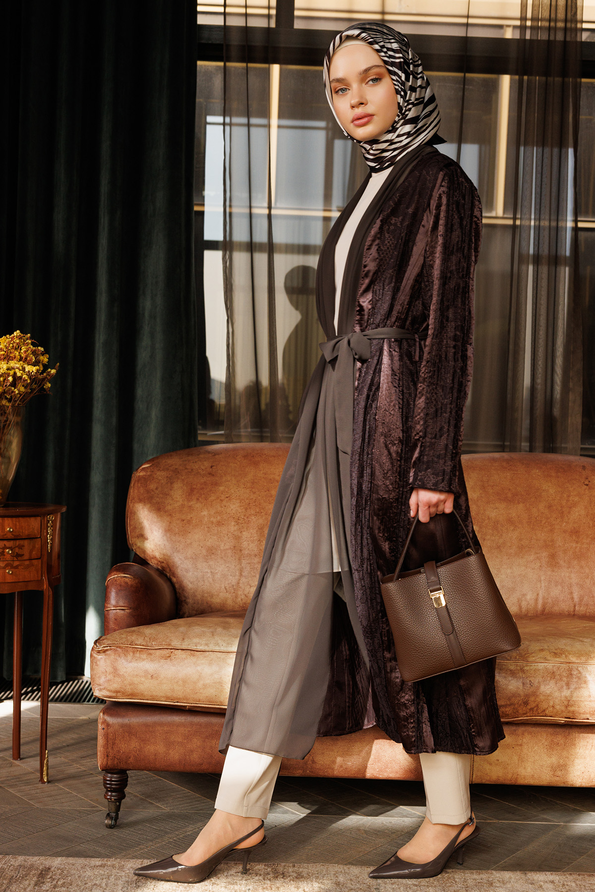 Şifon Detaylı Dokulu Giy Çık, Tesettür Giyim