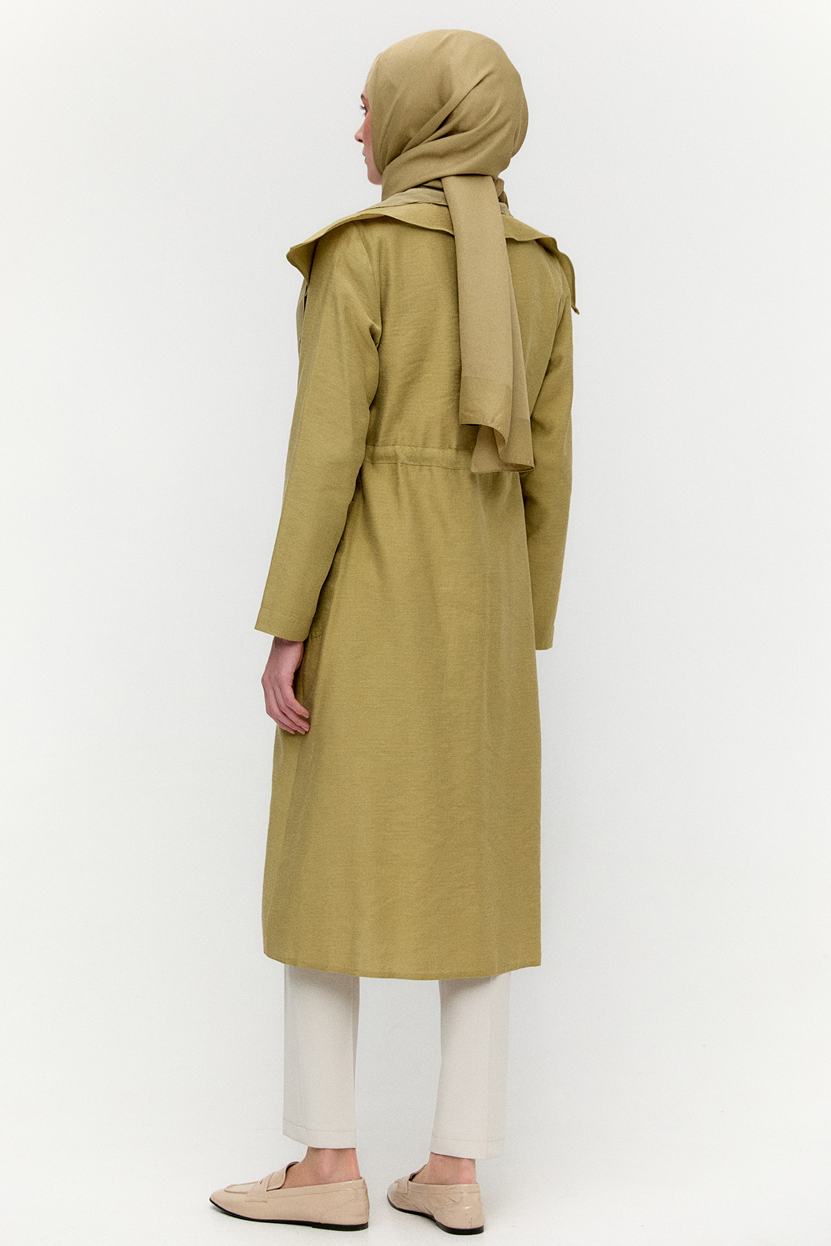 Şifon Parçalı Keten Görünümlü Kap, Tesettür Giyim