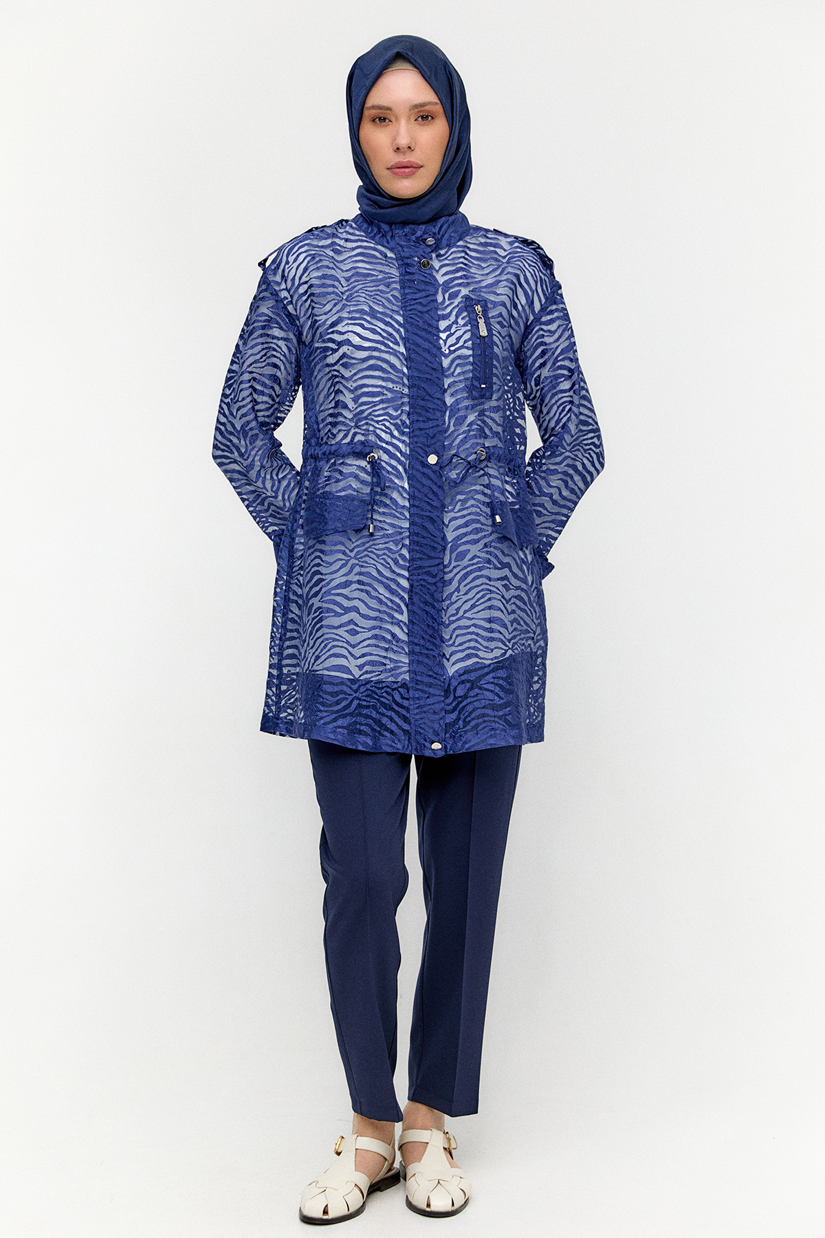 Zebra Desenli Organze Twinset, Tesettür Giyim