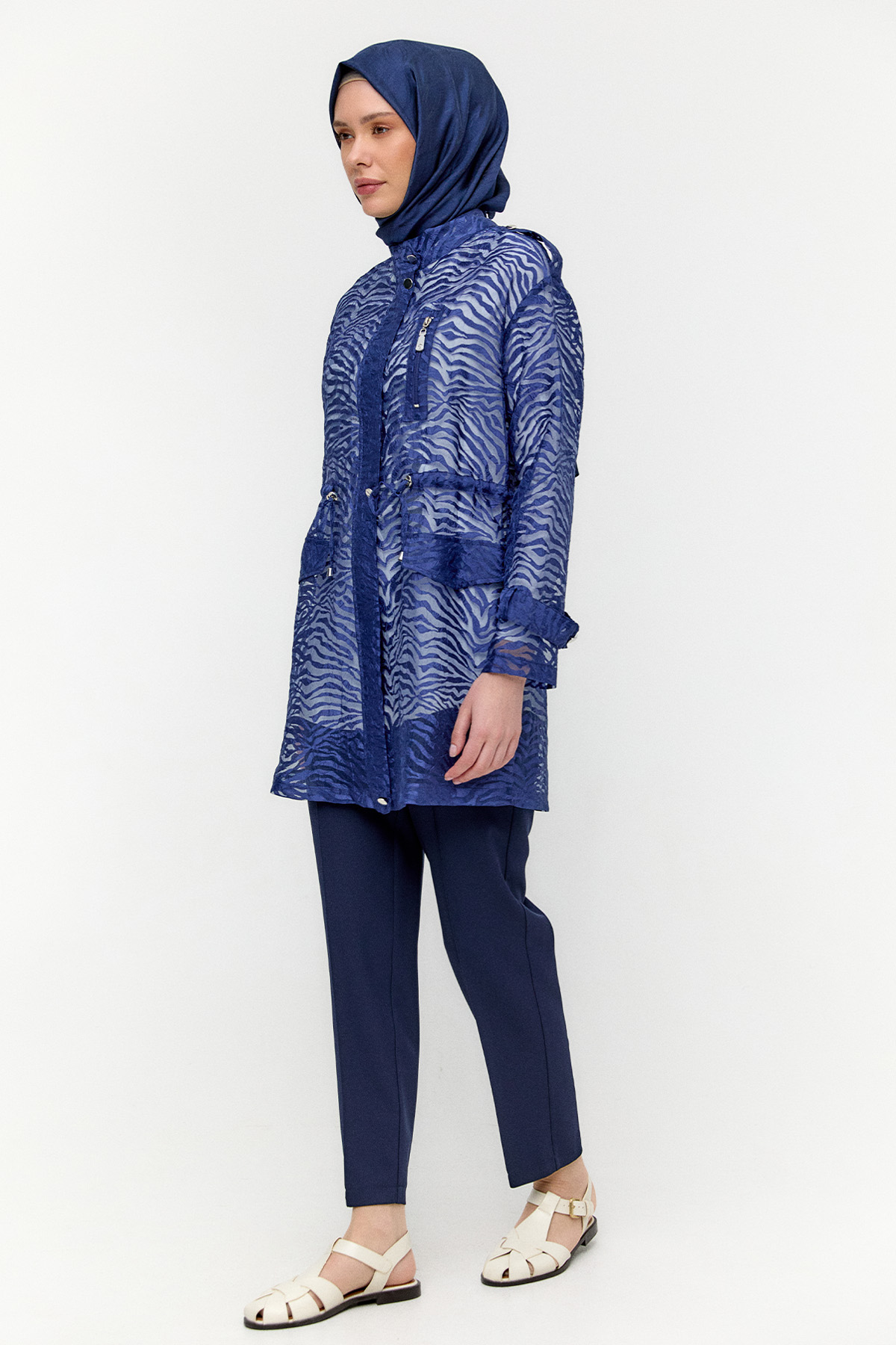 Zebra Desenli Organze Twinset, Tesettür Giyim