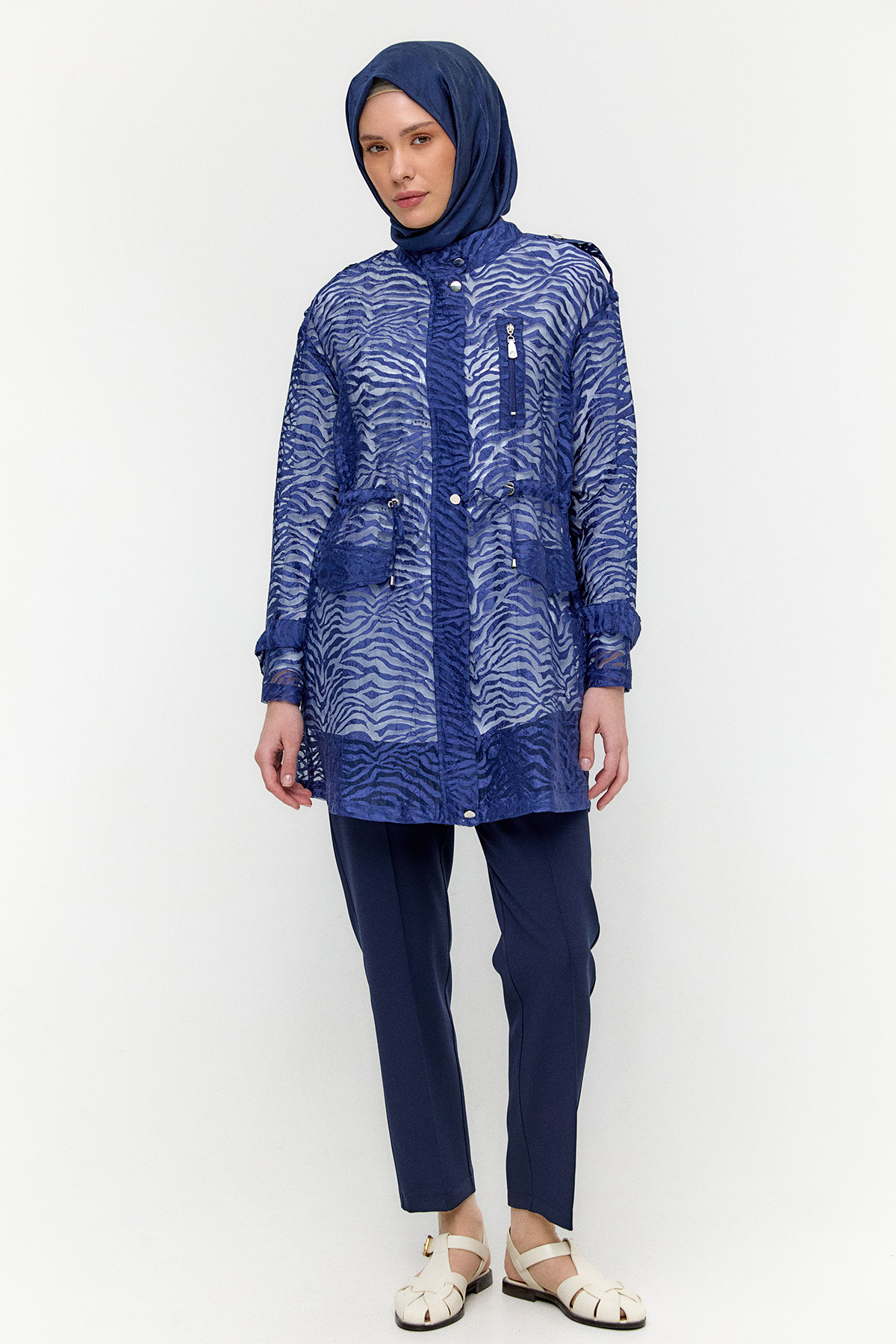 Zebra Desenli Organze Twinset, Tesettür Giyim