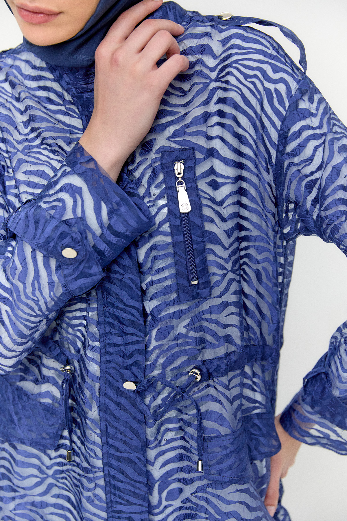 Zebra Desenli Organze Twinset, Tesettür Giyim