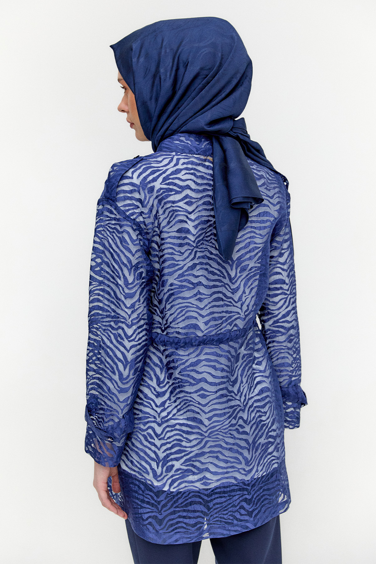 Zebra Desenli Organze Twinset, Tesettür Giyim