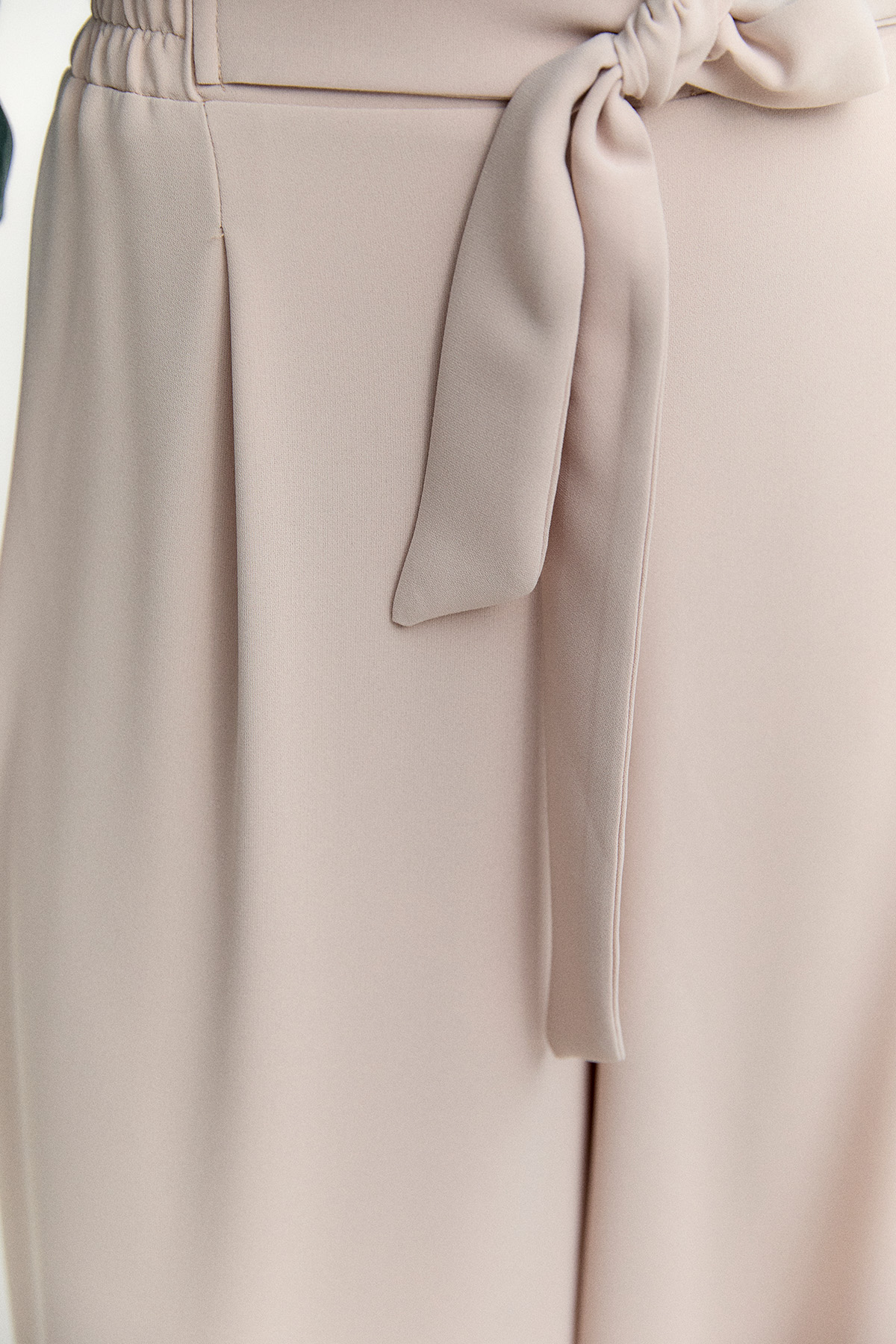 Kuşaklı Geniş Paça Krep Pantolon, Tesettür Giyim