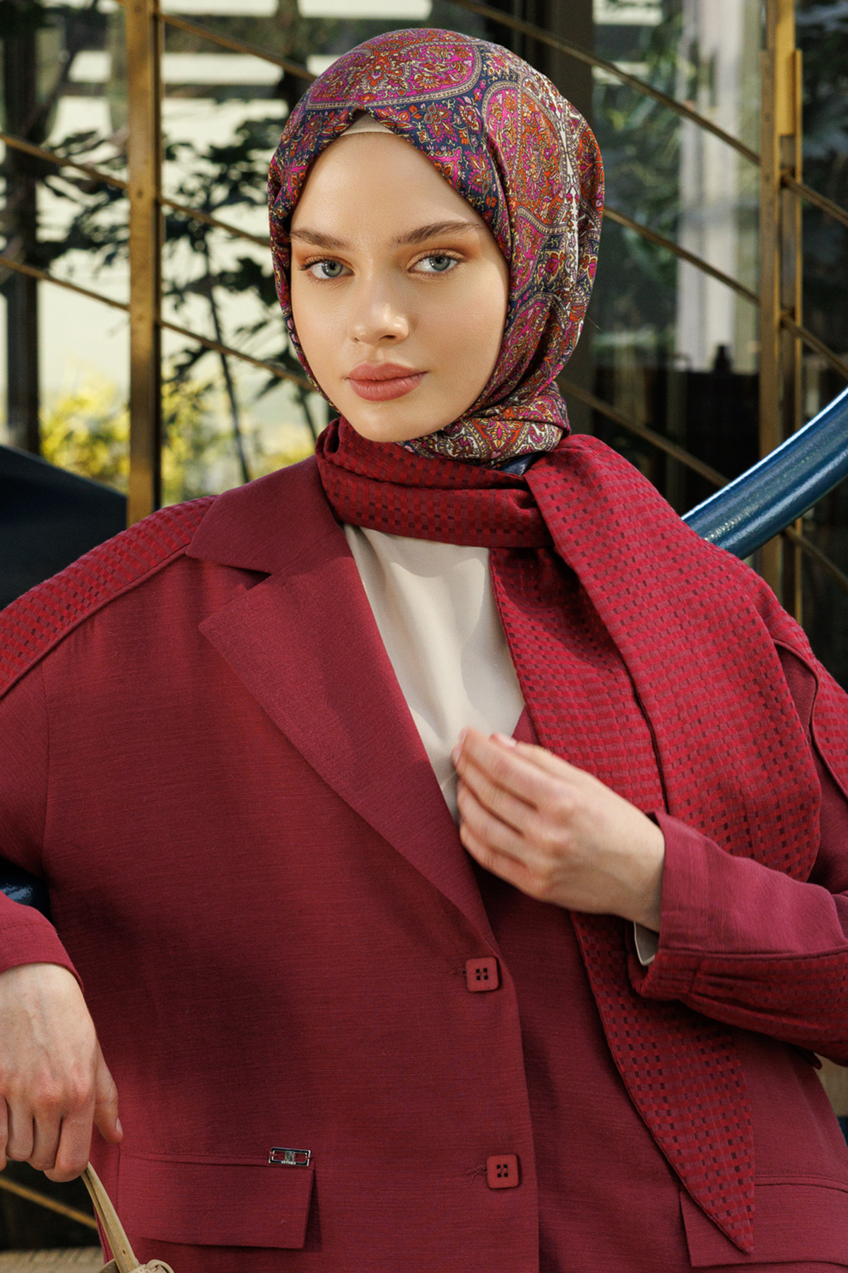 Monokrom Desenli Modal Şal, Tesettür Giyim