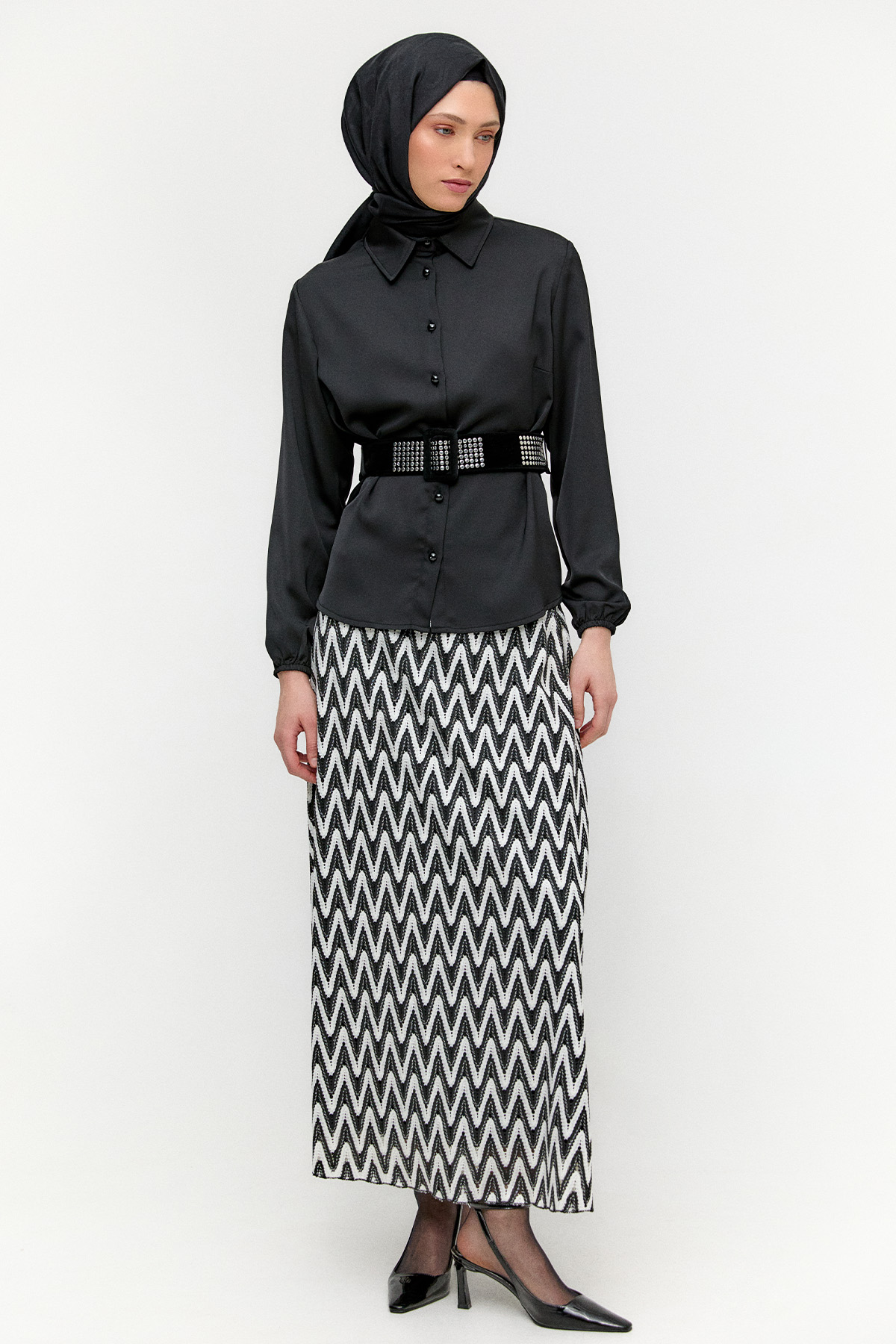 Zikzak Desenli İkili Takım, Tesettür Giyim