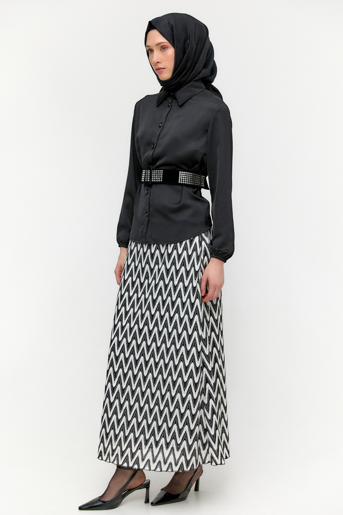 Zikzak Desenli İkili Takım, Tesettür Giyim
