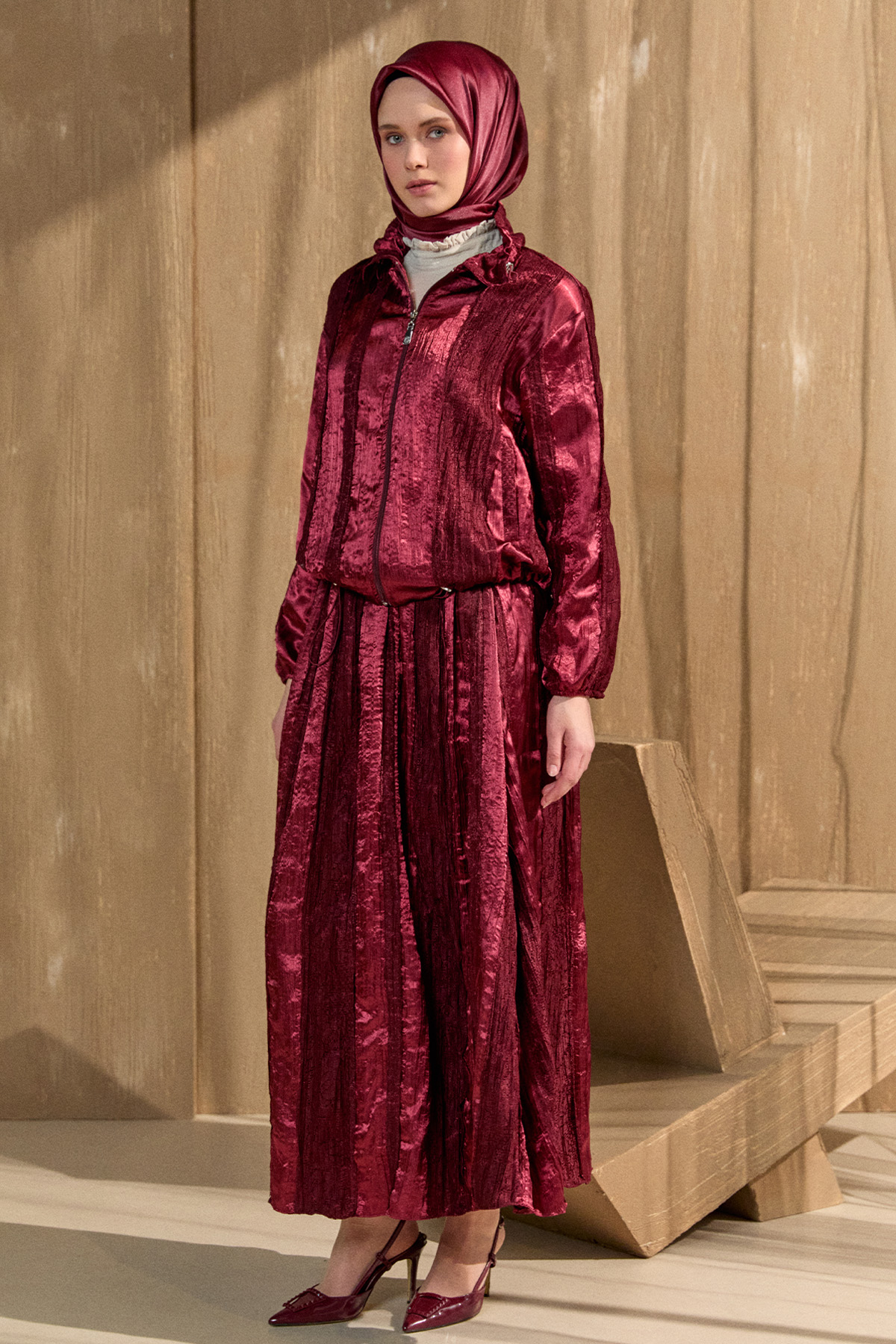 Jakarlı Dantel Detaylı İkili Takım, Tesettür Giyim