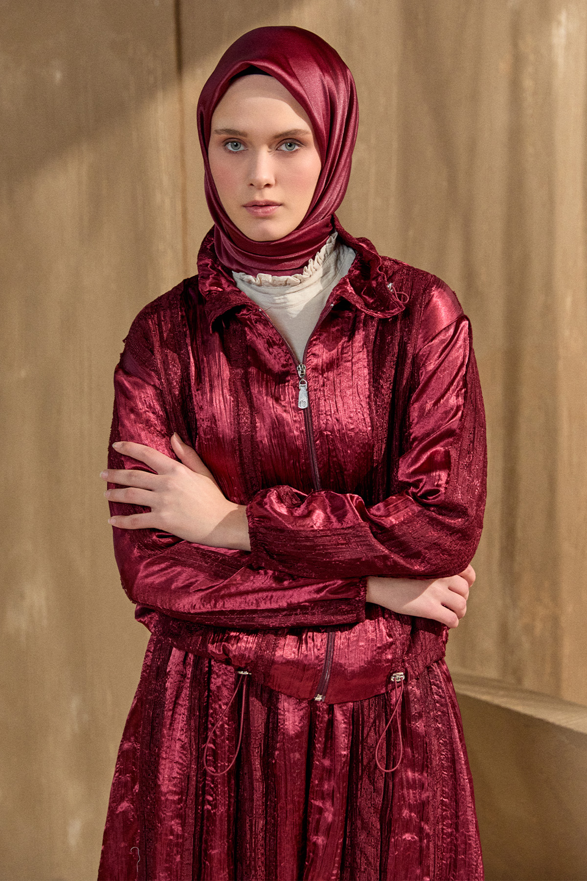 Jakarlı Dantel Detaylı İkili Takım, Tesettür Giyim