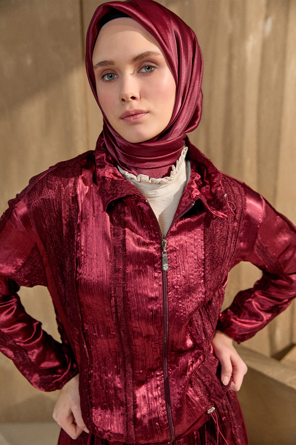 Jakarlı Dantel Detaylı İkili Takım, Tesettür Giyim