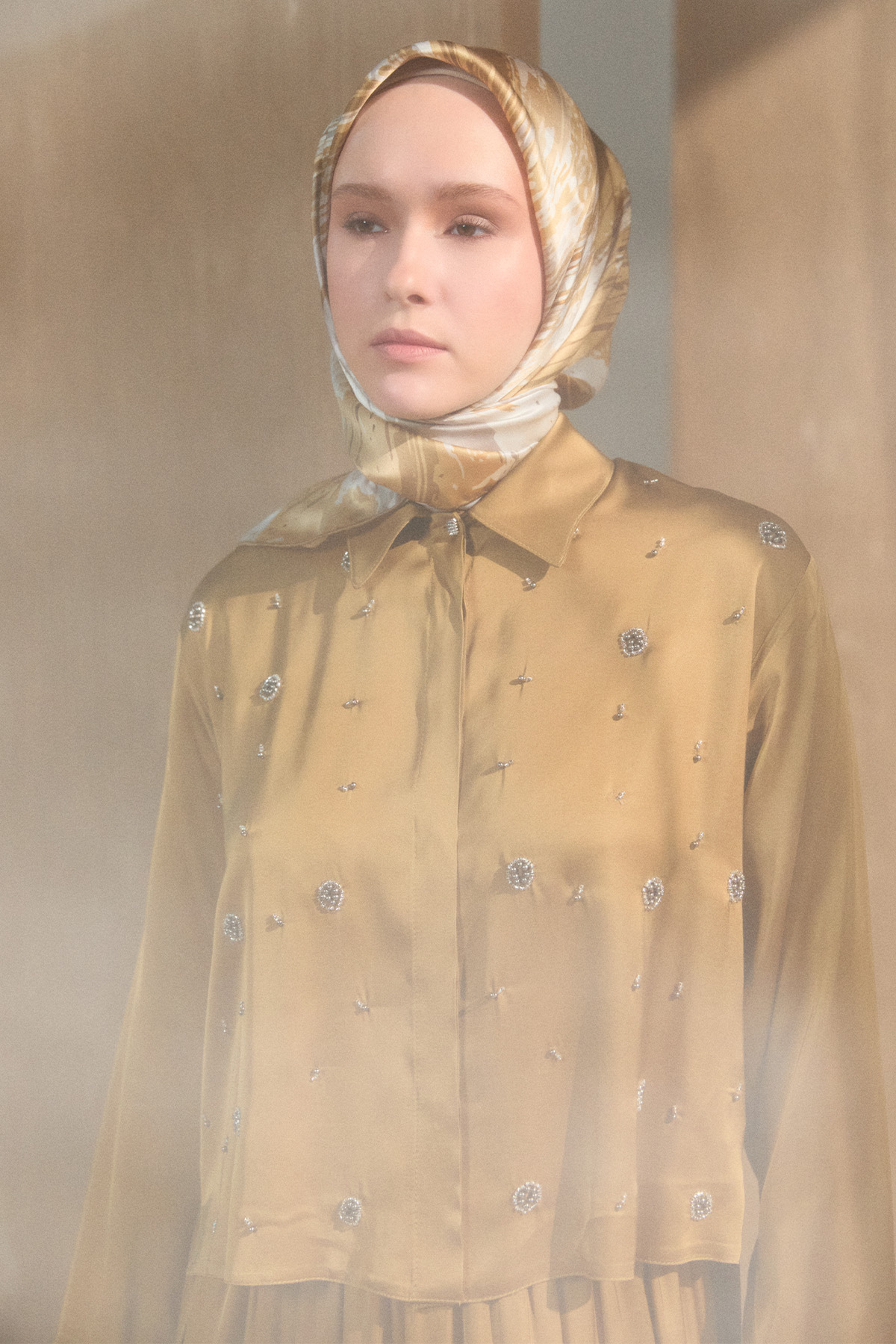 Boncuk İşlemeli İkili Saten Takım, Tesettür Giyim