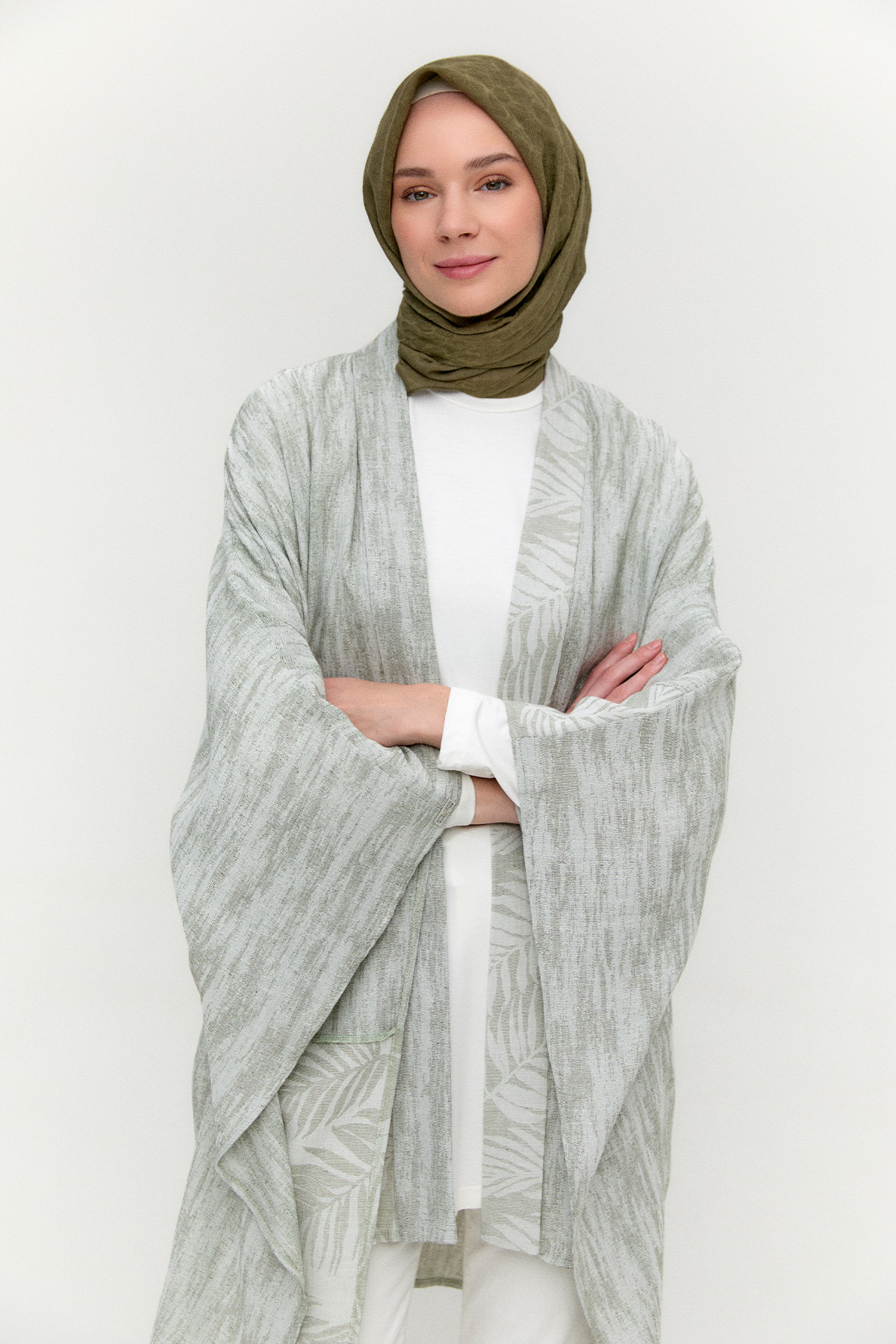Desenli Abayalı Twinset, Tesettür Giyim