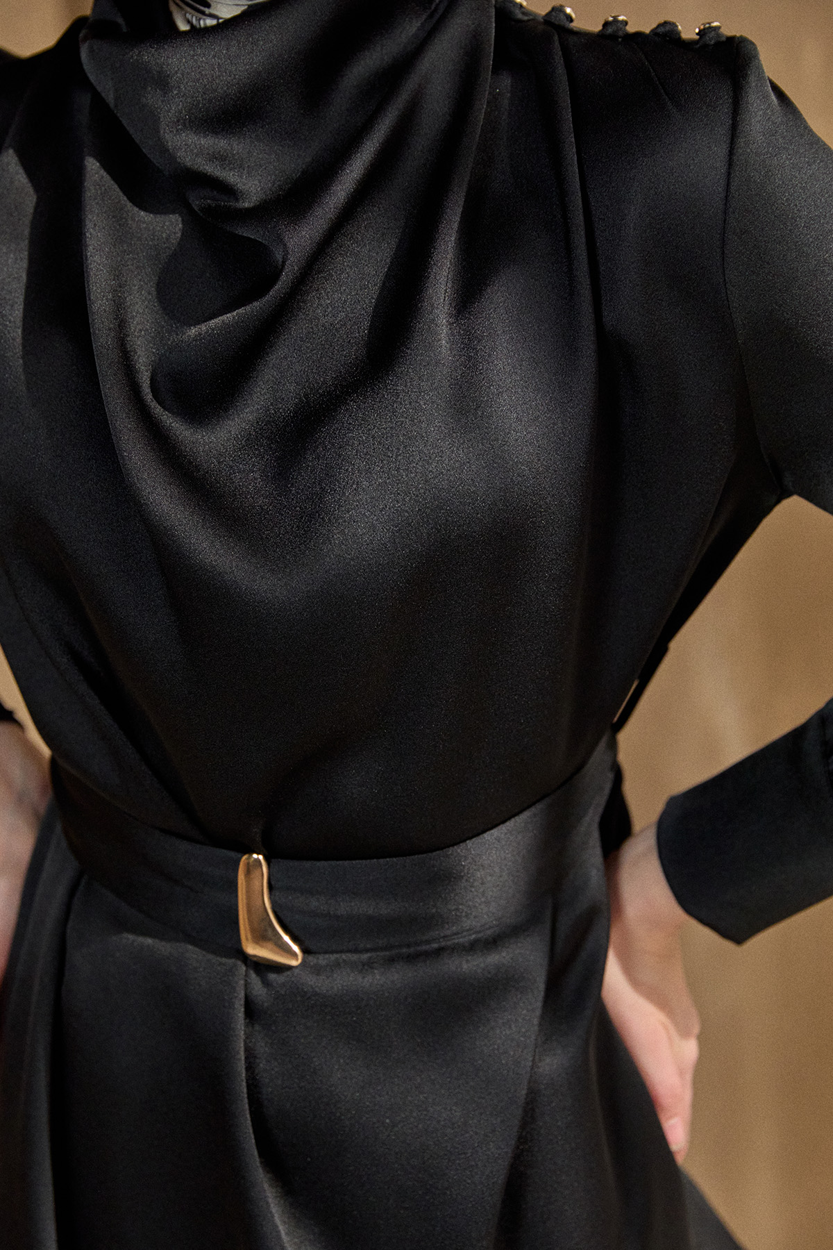 Degaje Yakalı Saten İkili Takım, Tesettür Giyim