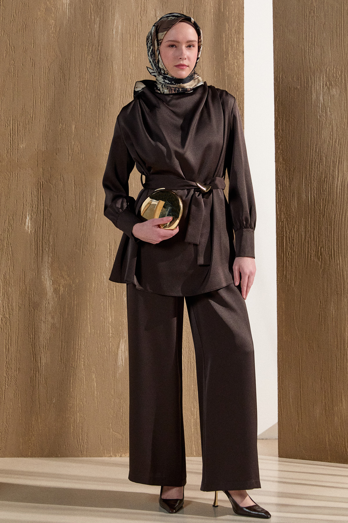 Degaje Yakalı Saten İkili Takım, Tesettür Giyim