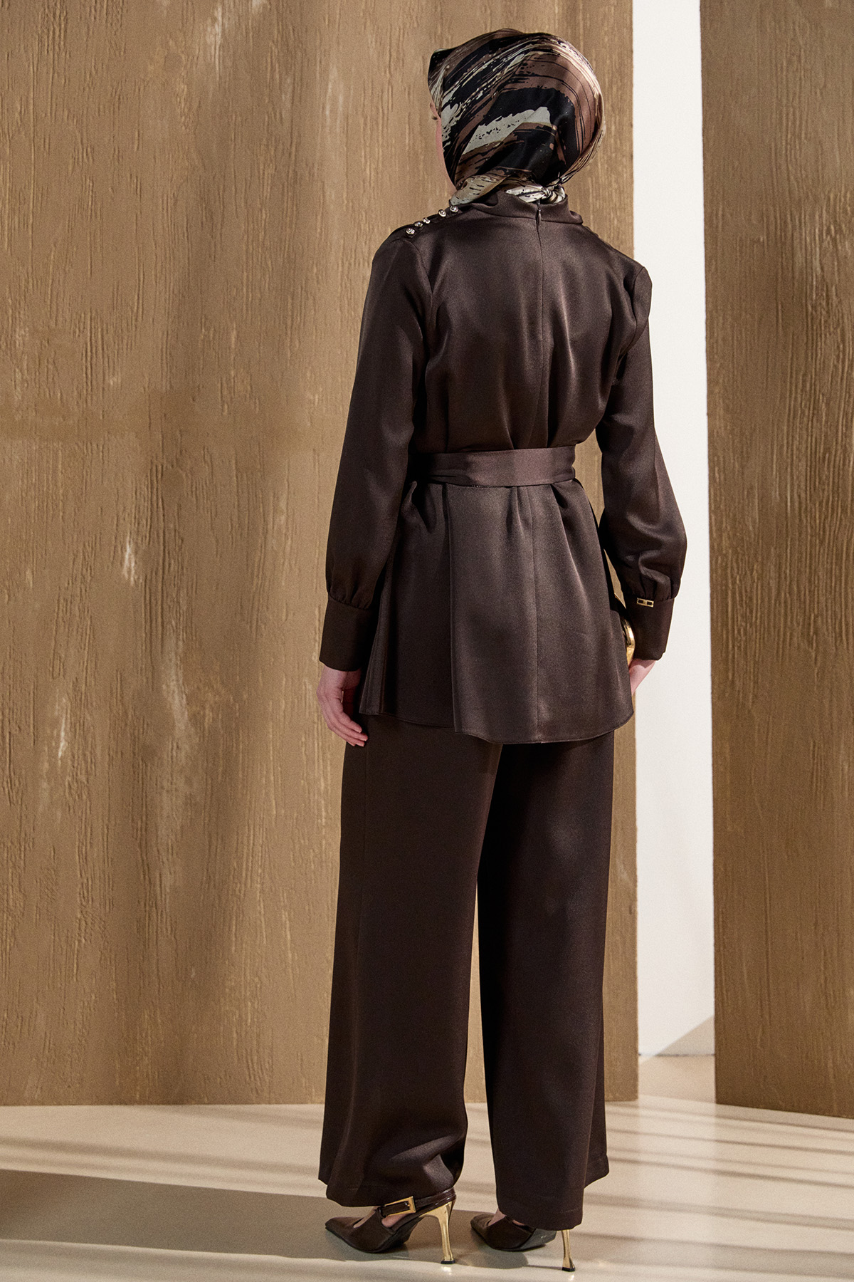 Degaje Yakalı Saten İkili Takım, Tesettür Giyim