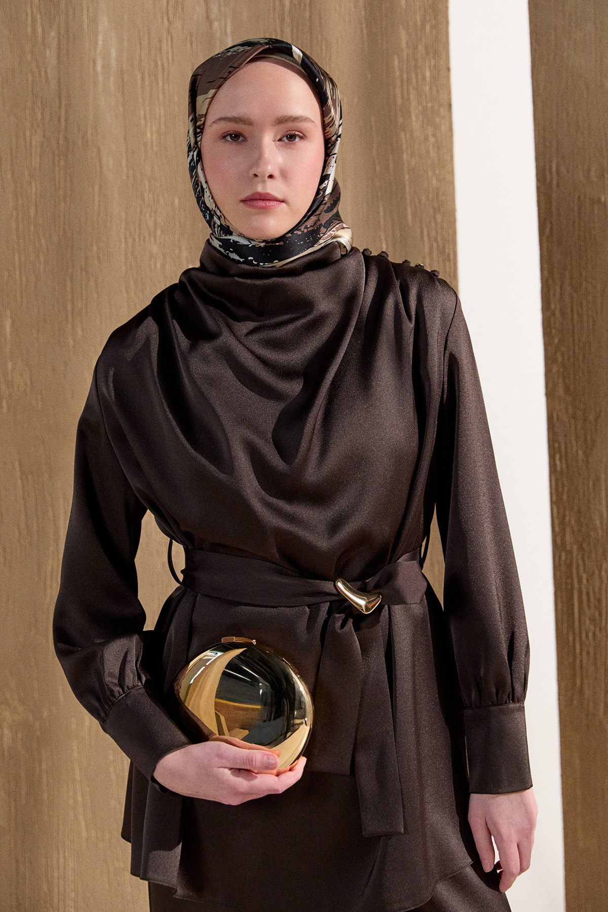 Degaje Yakalı Saten İkili Takım, Tesettür Giyim