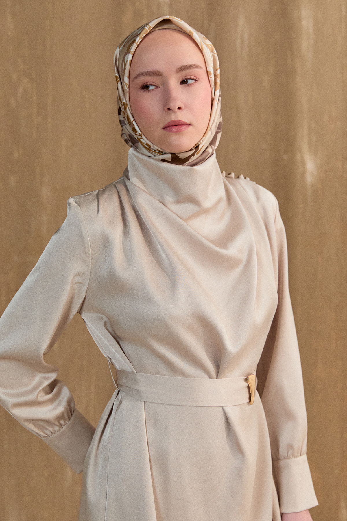 Degaje Yakalı Saten İkili Takım, Tesettür Giyim