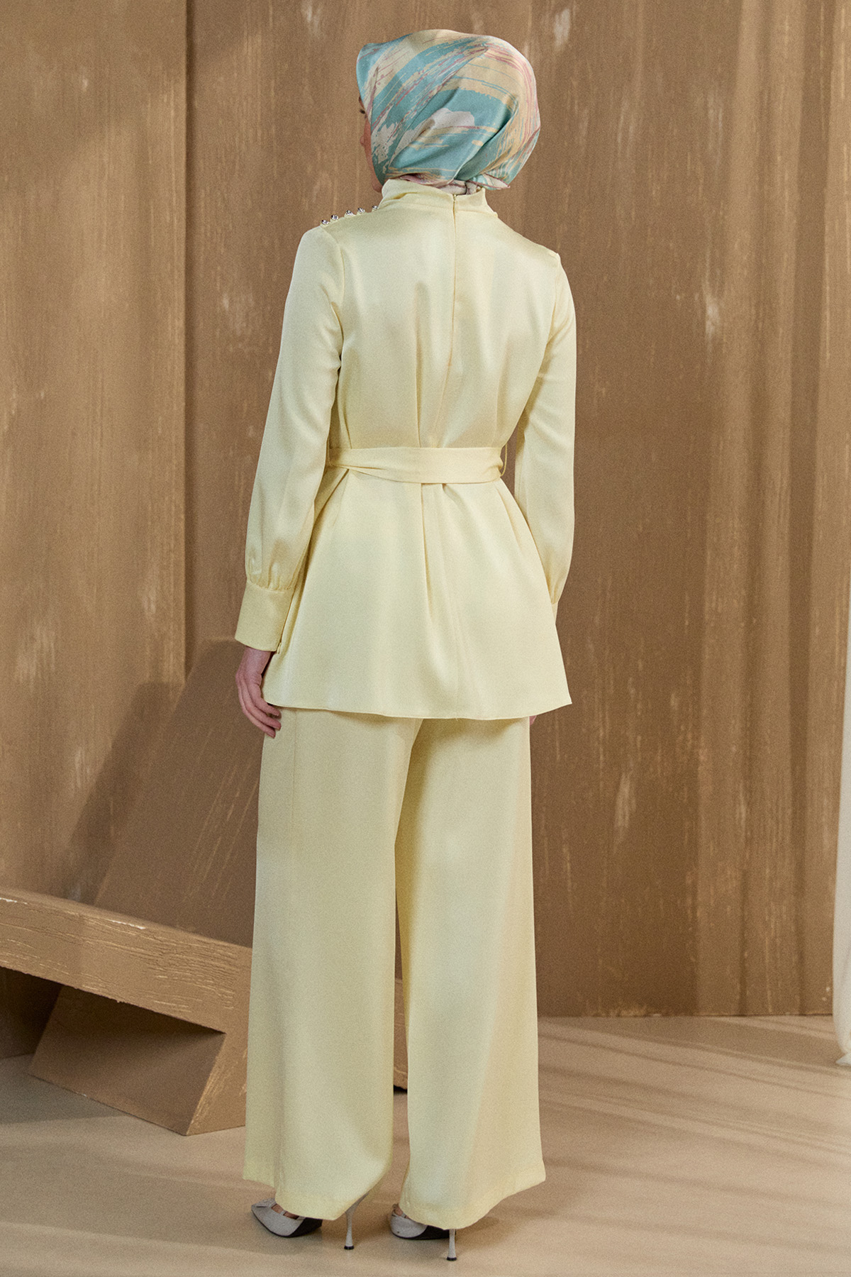 Degaje Yakalı Saten İkili Takım, Tesettür Giyim