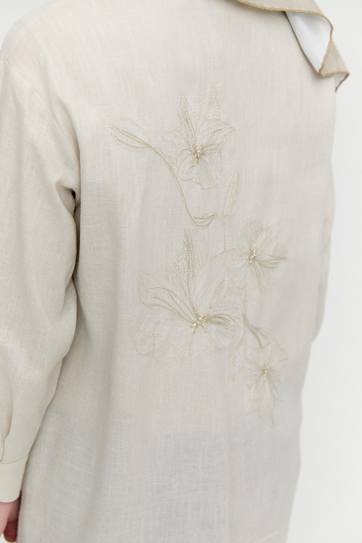 Sırtı Nakışlı Keten Tunik, Tesettür Giyim