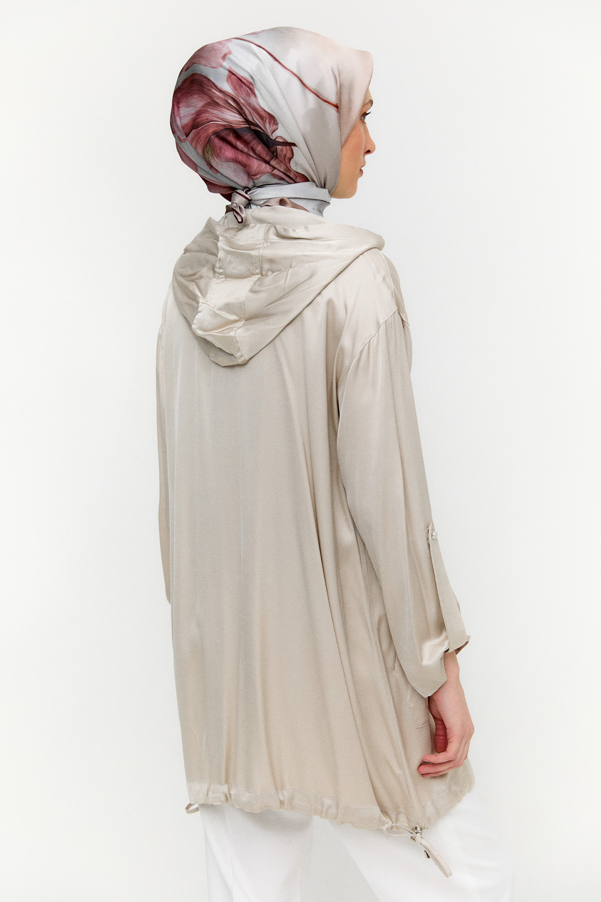 İşlemeli Floş Saten Tunik, Tesettür Giyim