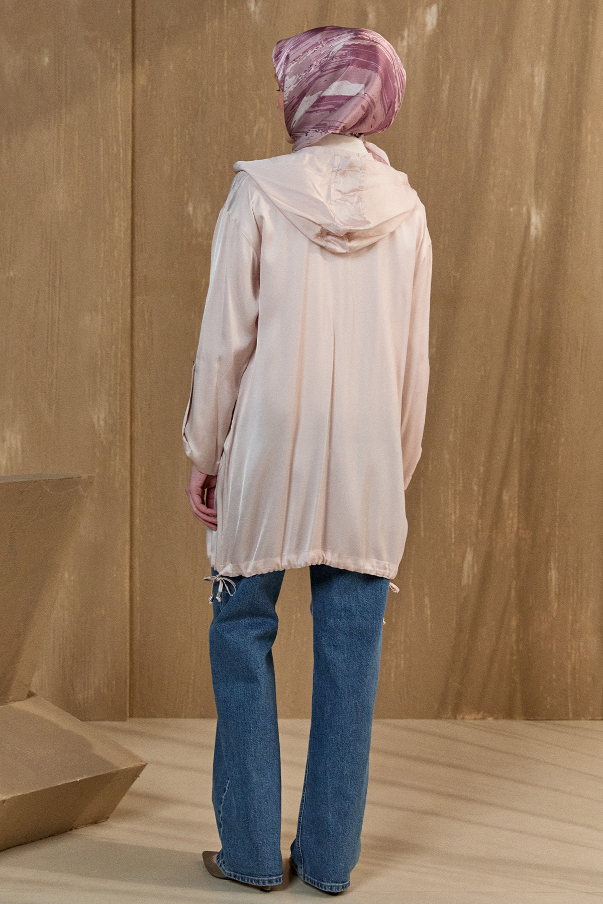 İşlemeli Floş Saten Tunik, Tesettür Giyim