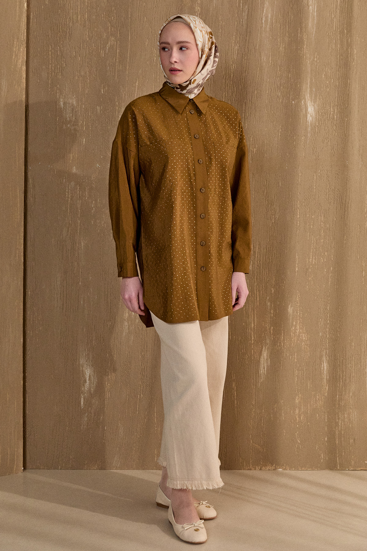 Casual Taşlı Oversize Tunik, Tesettür Giyim