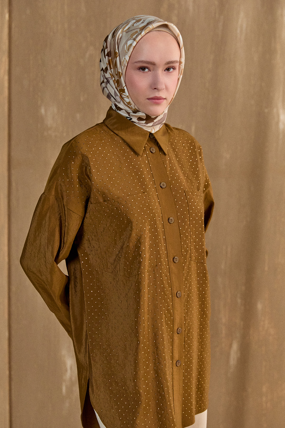 Casual Taşlı Oversize Tunik, Tesettür Giyim