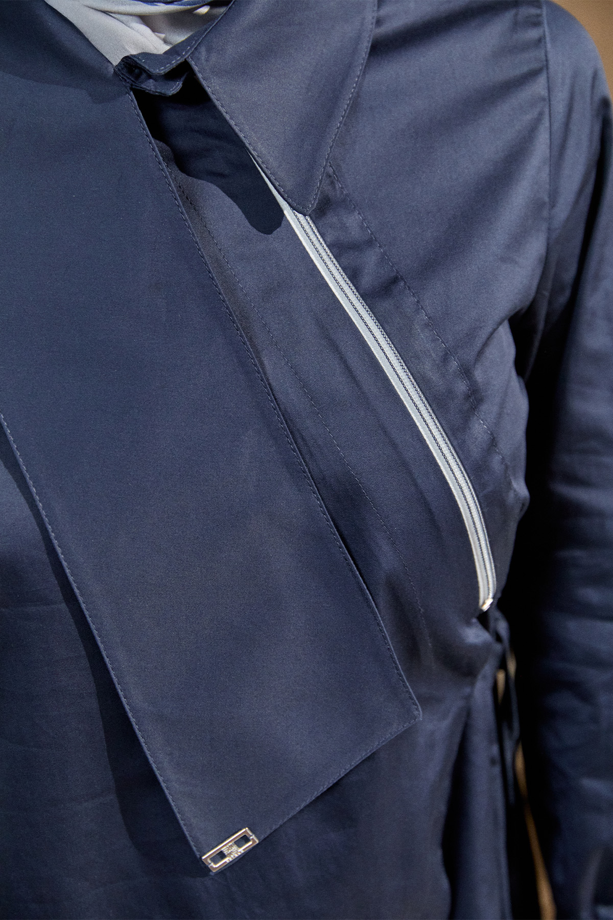 Asimetrik Yakalı Kuşaklı Pamuk Tunik, Tesettür Giyim