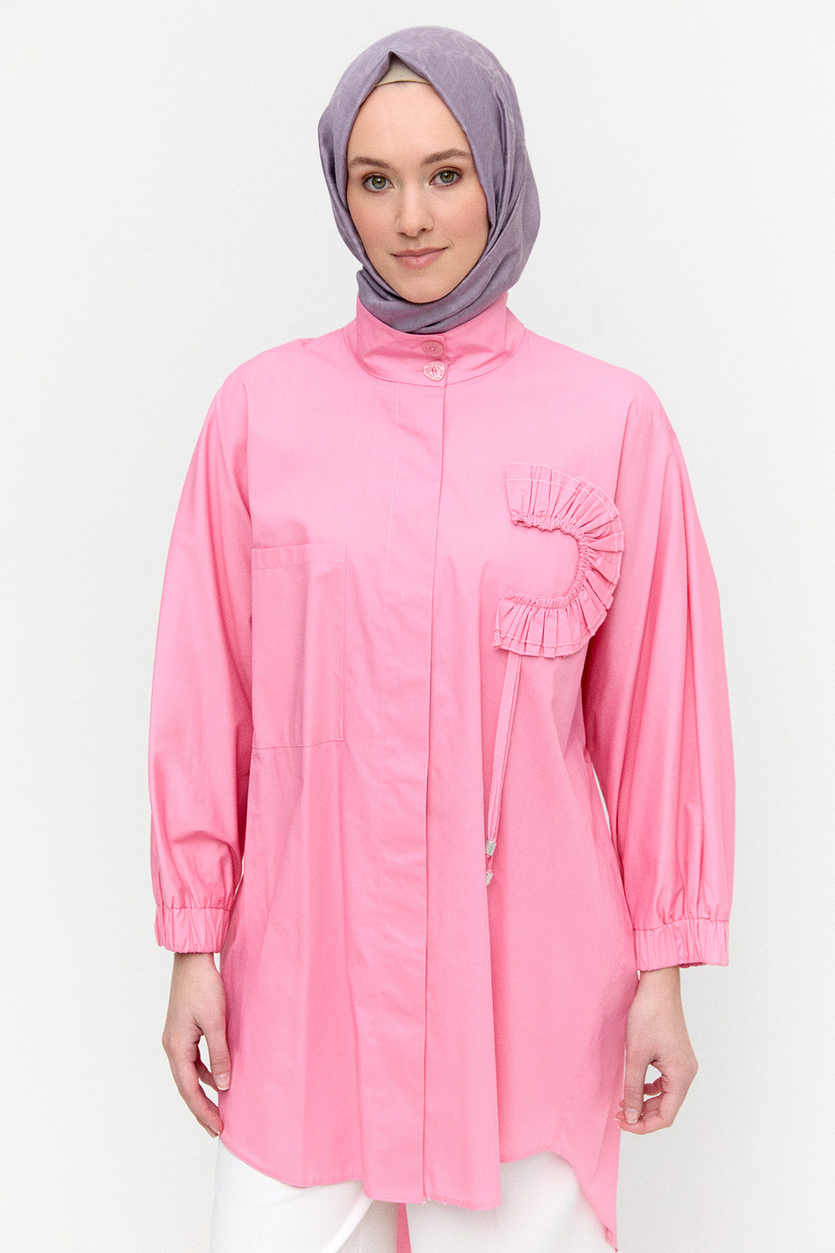 Yüksek Yakalı Pamuk Tunik, Tesettür Giyim