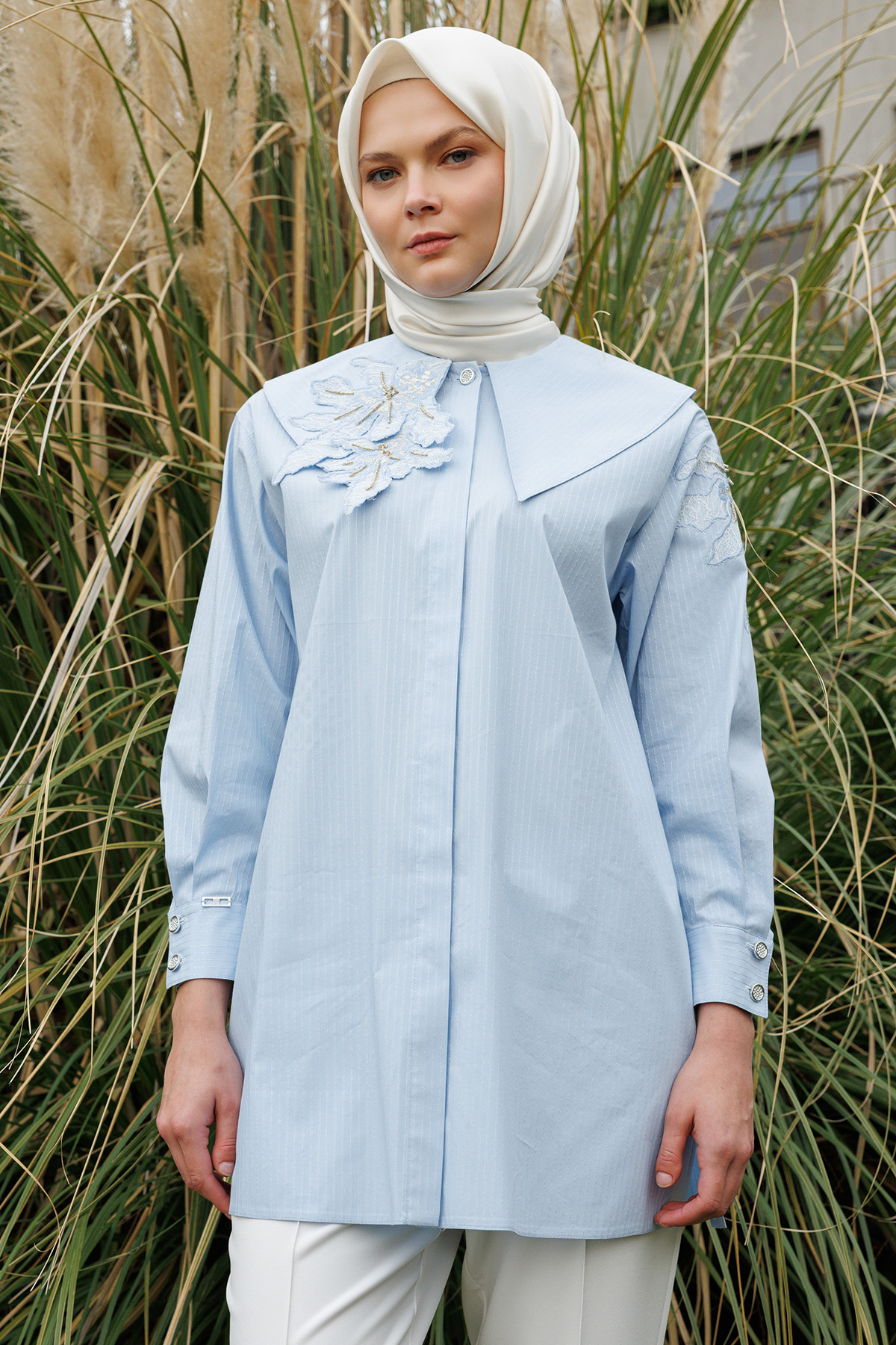 Çiçek Aplikeli Tunik, Tesettür Giyim