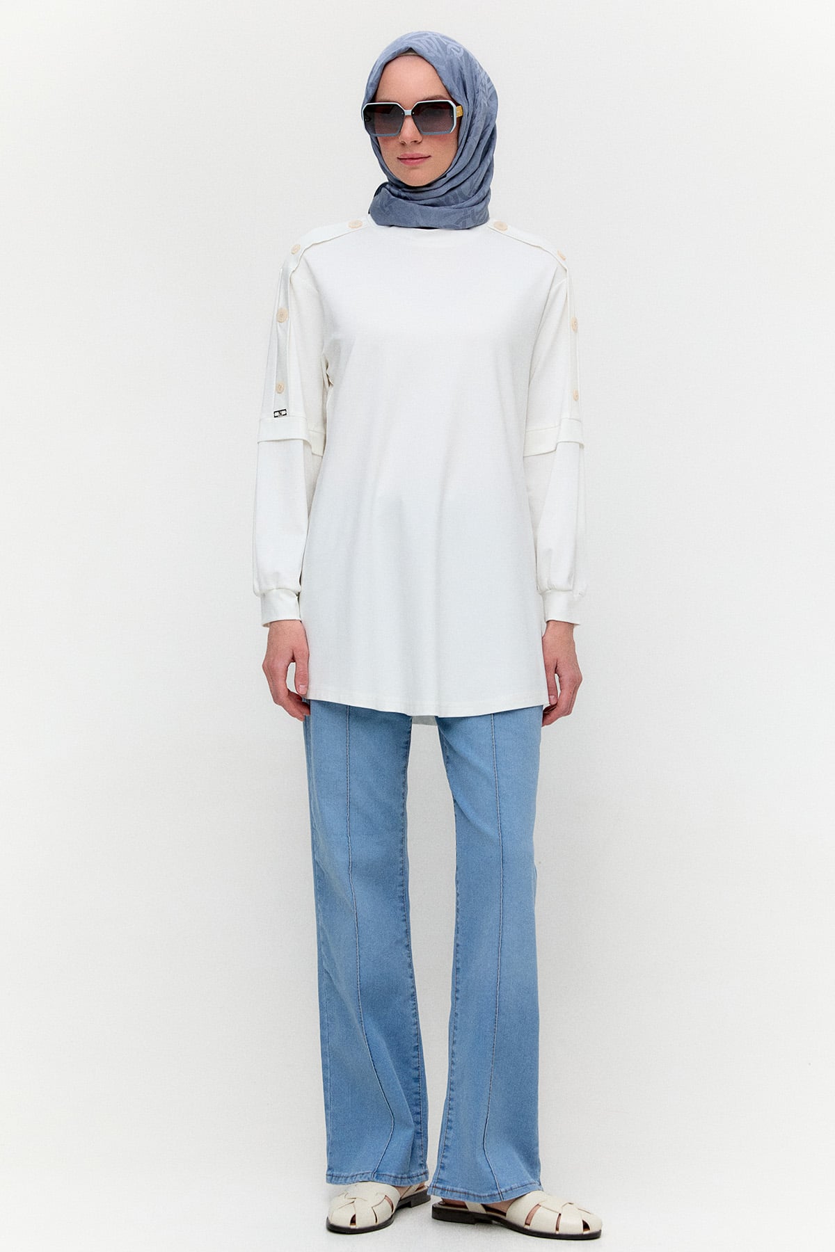 Süs Düğmeli Allerli Penye Tunik, Tesettür Giyim