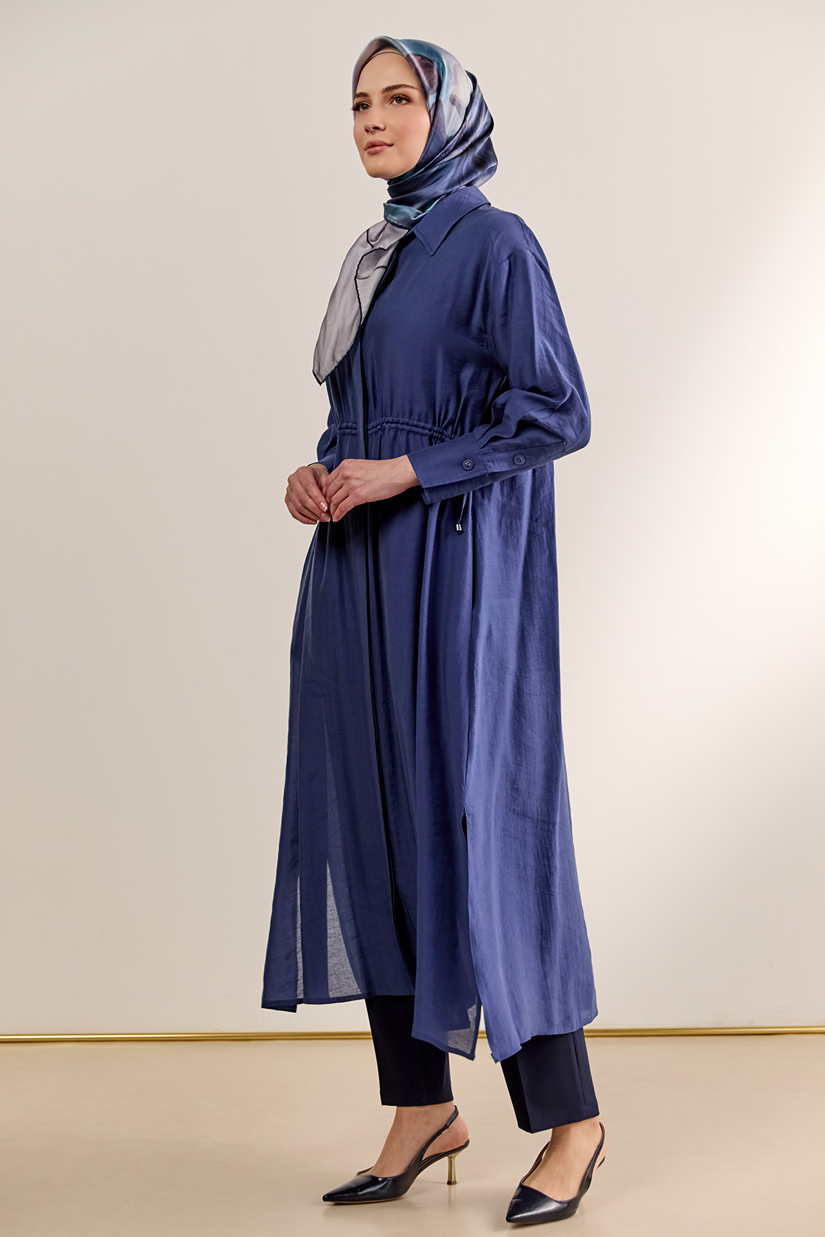 Bel Büzgülü Uzun Tunik, Tesettür Giyim