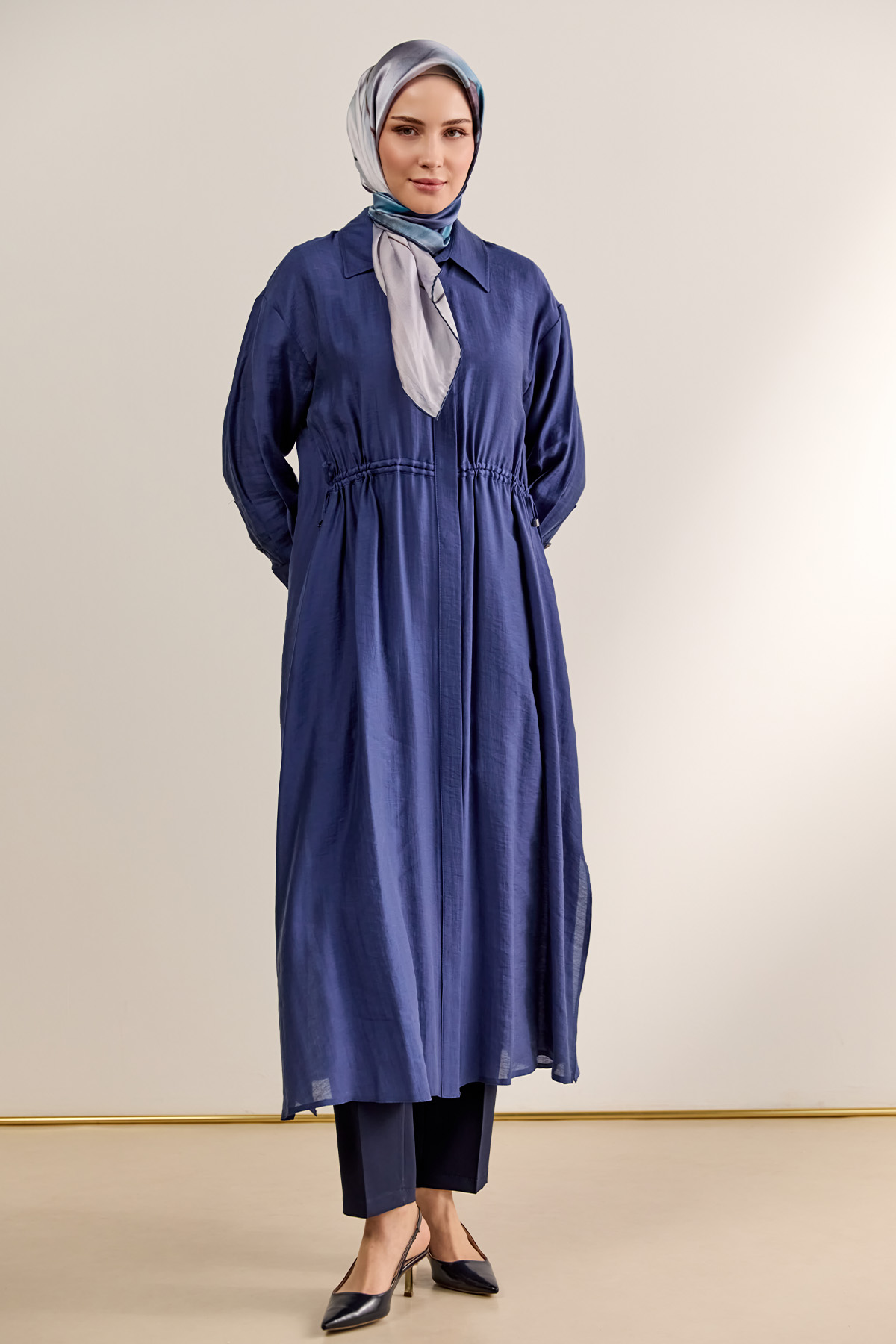 Bel Büzgülü Uzun Tunik, Tesettür Giyim