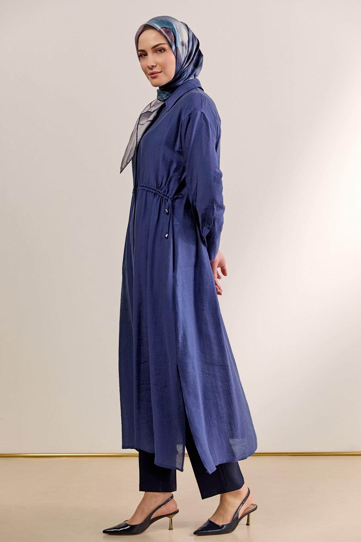 Bel Büzgülü Uzun Tunik, Tesettür Giyim