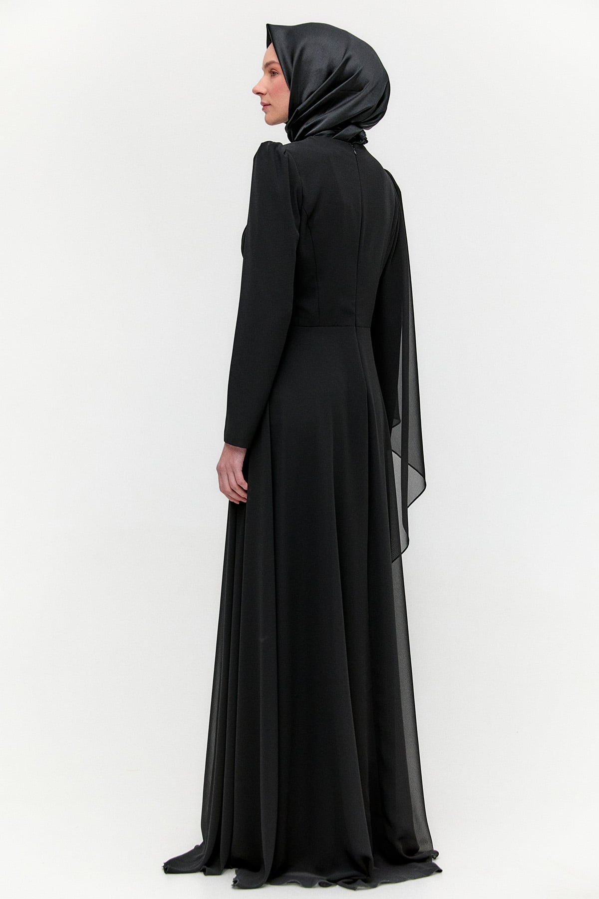 Taşlı Pelerinli Büyük Beden Abiye, Tesettür Giyim