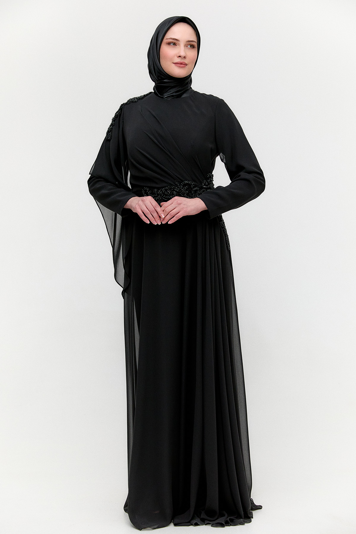 Taş Detaylı Büyük Beden Abiye, Tesettür Giyim