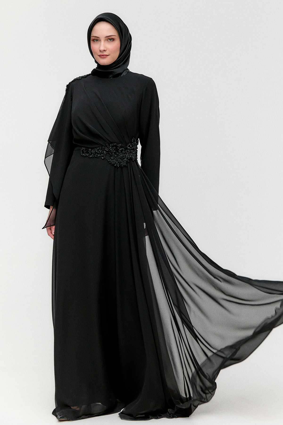 Taş Detaylı Büyük Beden Abiye, Tesettür Giyim