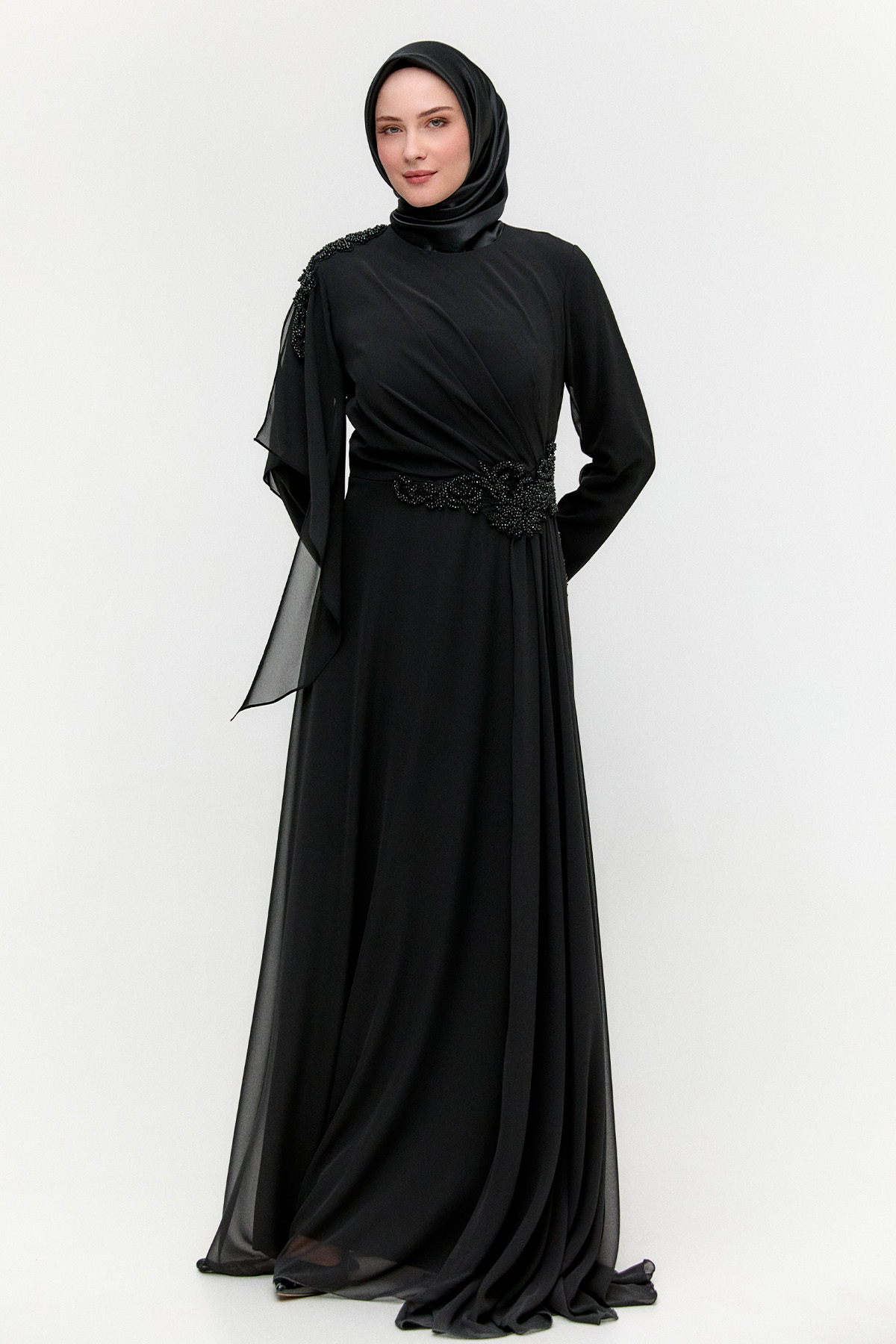 Taş Detaylı Büyük Beden Abiye, Tesettür Giyim