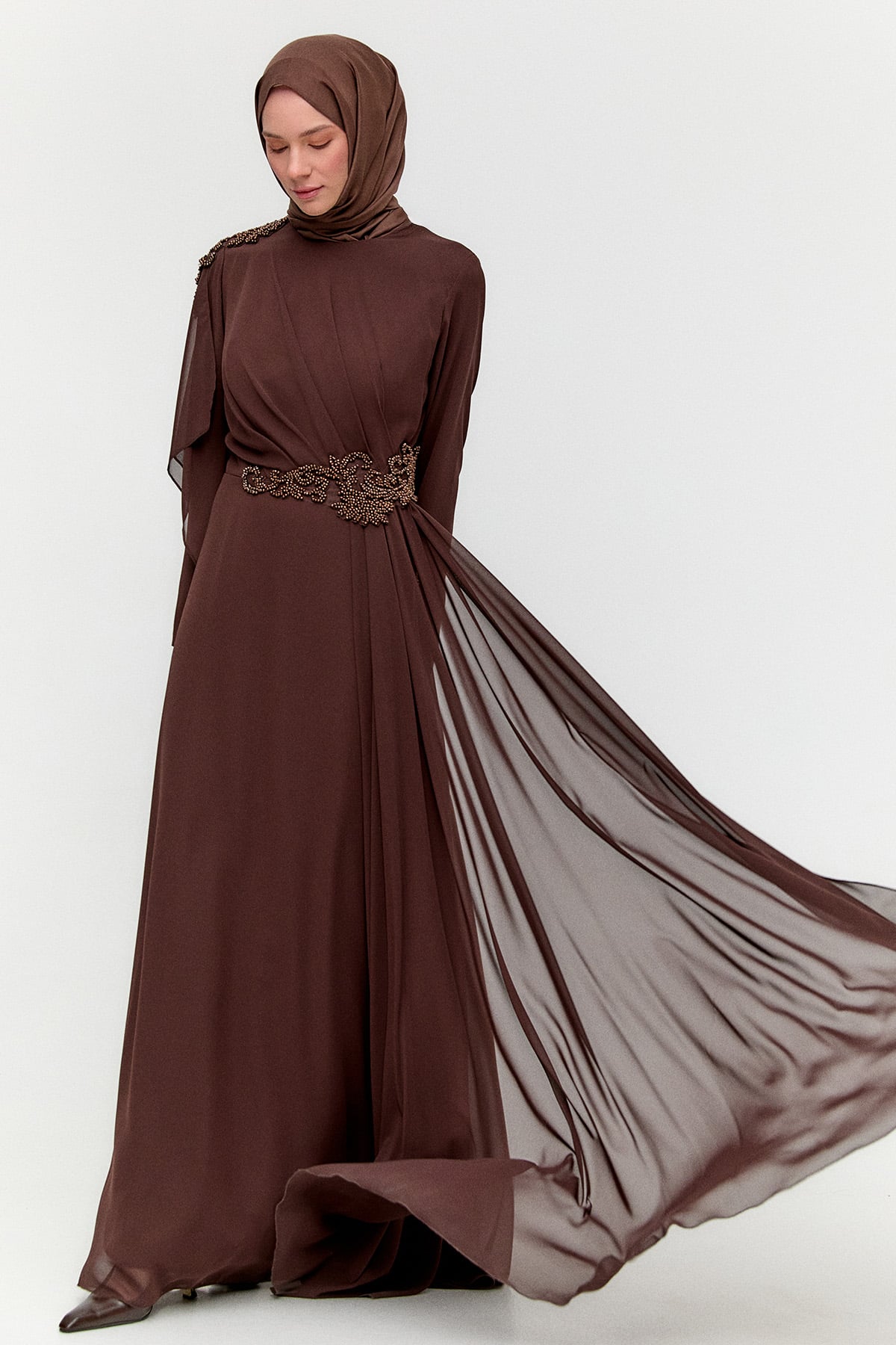 Taş Detaylı Büyük Beden Abiye, Tesettür Giyim