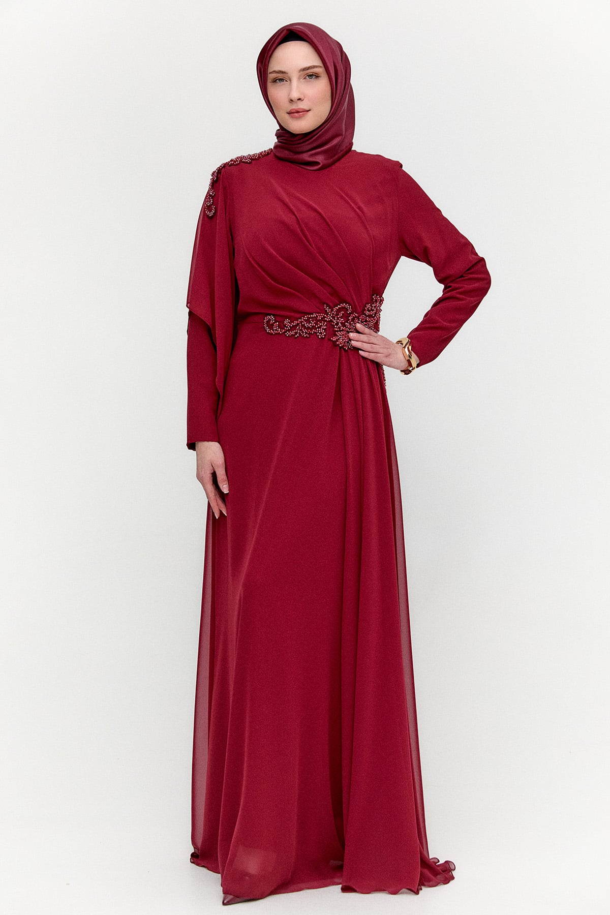 Taş Detaylı Büyük Beden Abiye, Tesettür Giyim