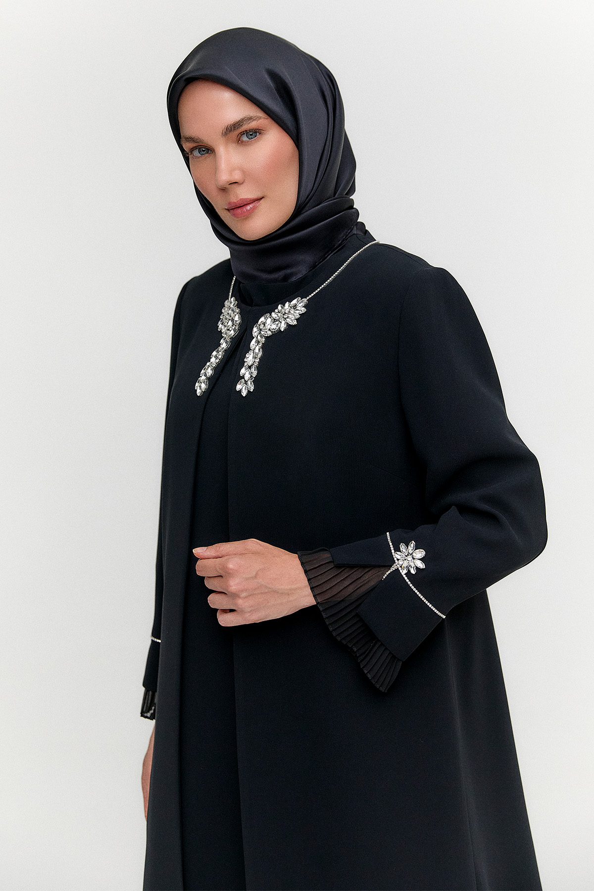 Taş Detaylı Abayalı İkili Takım, Tesettür Giyim