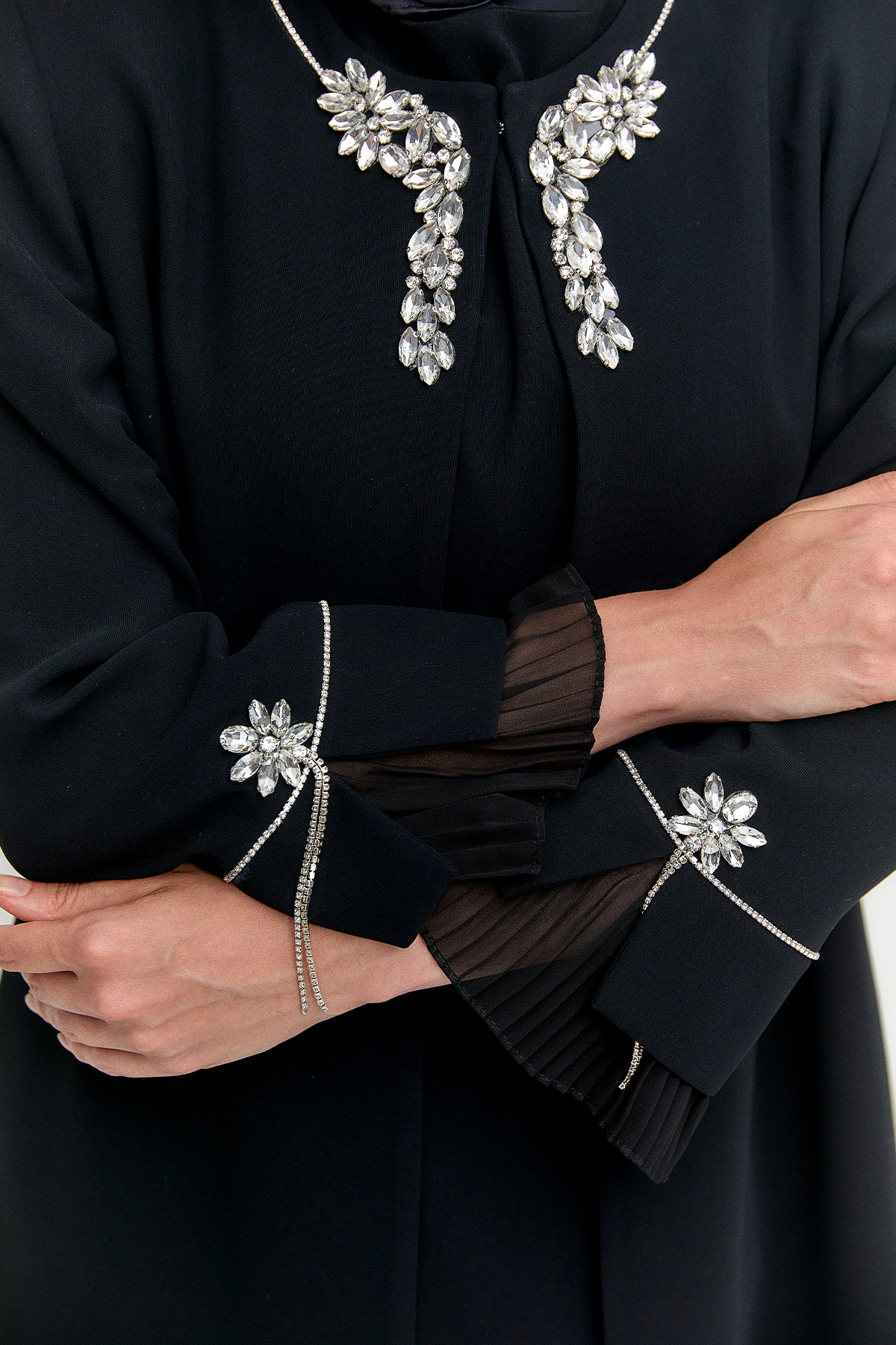 Taş Detaylı Abayalı İkili Takım, Tesettür Giyim